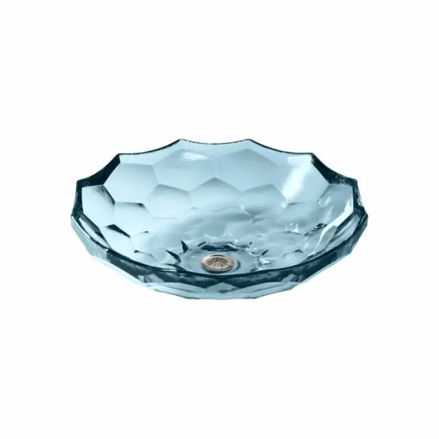 Briolette Faceted Glass Basin - Translucent Dusk Finish | Elegant Bathroom Sink for Modern Home Decor
