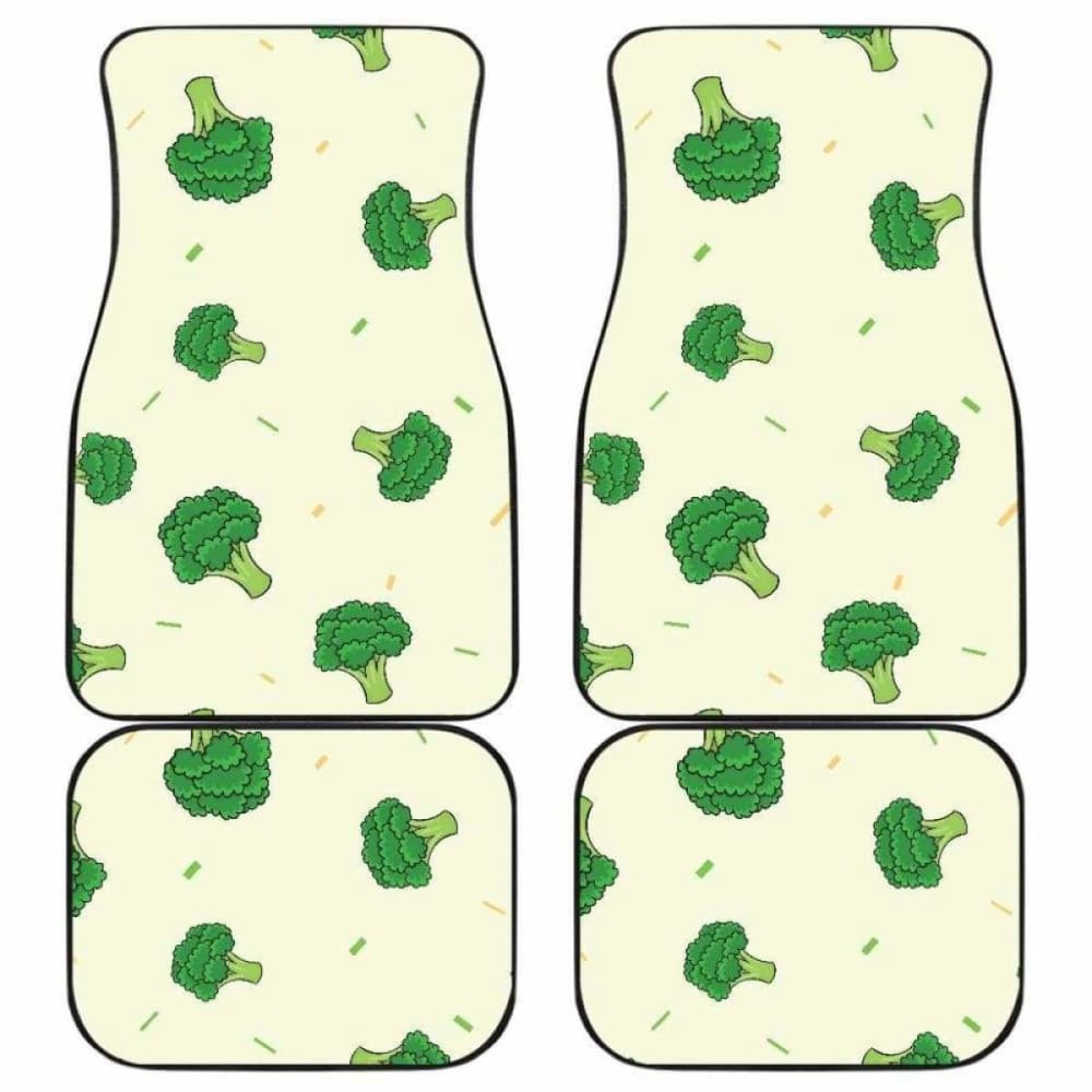 Broccoli Pattern Front and Back Car Mats - Non-Slip Custom Fit Floor Liners for Cars, SUVs, Trucks - Perfect for Road Trips, Daily Commute & Family Travel