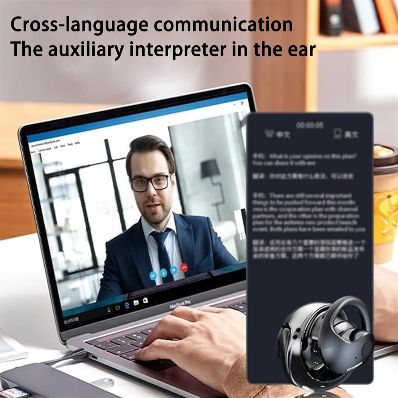 SYT Audio OpenAir 5 OWS Wireless Bluetooth Earbuds with Real-Time Translation - HY-T26 Multilingual Translator Headphones for Travel, Business Meetings & Language Learning