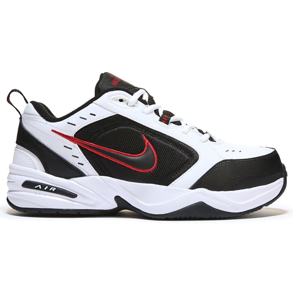 Nike Men's Air Monarch IV Walking Shoes - White/Black/Red - Size 13 - Comfortable Athletic Shoes for Walking, Running & Gym Workouts - Ideal for Men's Fitness & Casual Wear