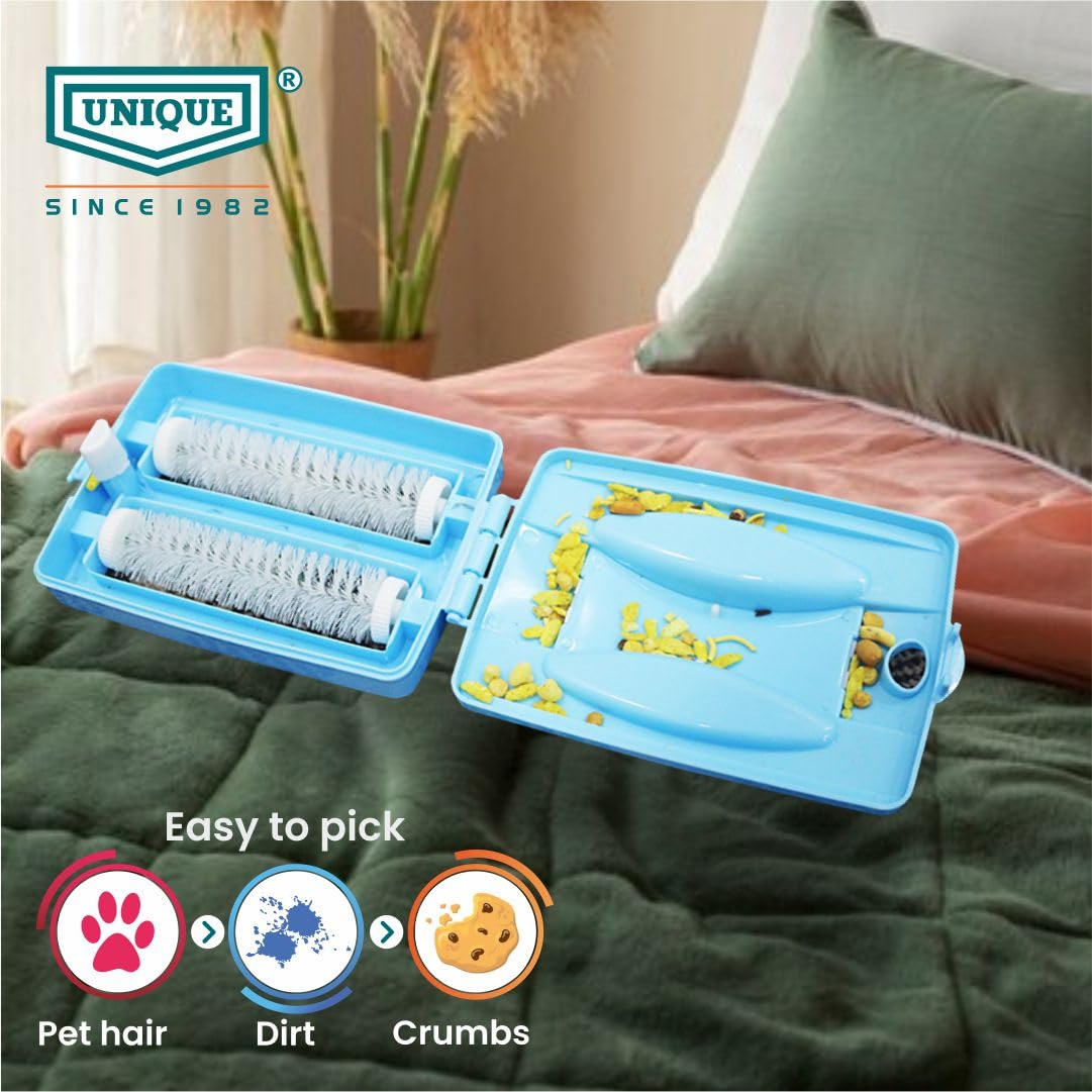 Premium Magic Crumb Sweeper - Double Soft Nylon Rollers for Carpet, Sofa, Bed & Car Seat Cleaning | Dust & Debris Removal Brush | Virgin Plastic Body (Pack of 1) | Perfect for Home, Office & Vehicle Use