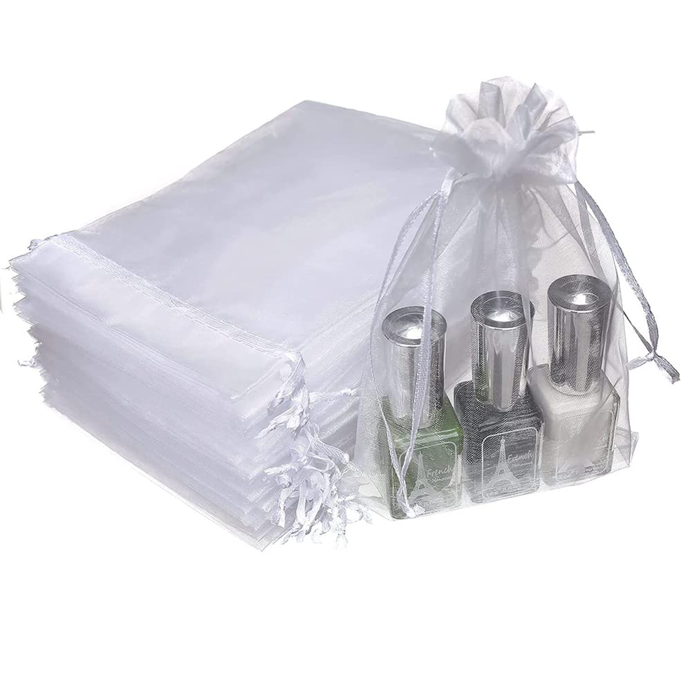 DMS RETAIL 8x10 cm White Organza Drawstring Bags - 30 Pack for Wedding Favors, Jewelry Pouches, Candy Bags & Party Gifts | Elegant Potli Bags for Bridal Shower, Birthday Party & Special Occasions