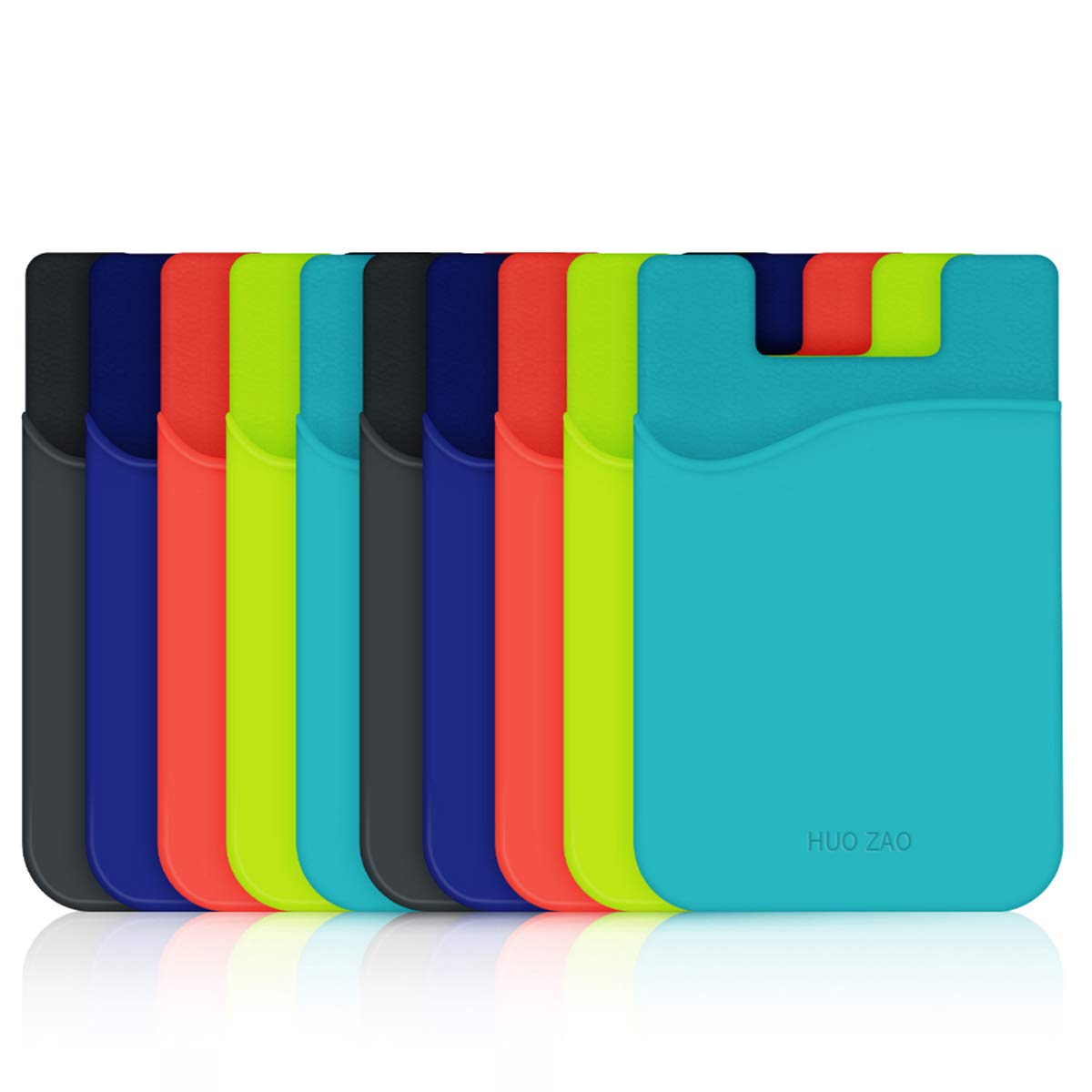 HUO ZAO 10-Pack Silicone Adhesive Phone Card Holder - 3M Stick-on Credit Card Pouch for iPhone, Samsung Galaxy & Android Phones (Multi Colors) - Perfect for Hands-Free Shopping, Travel & Daily Commute