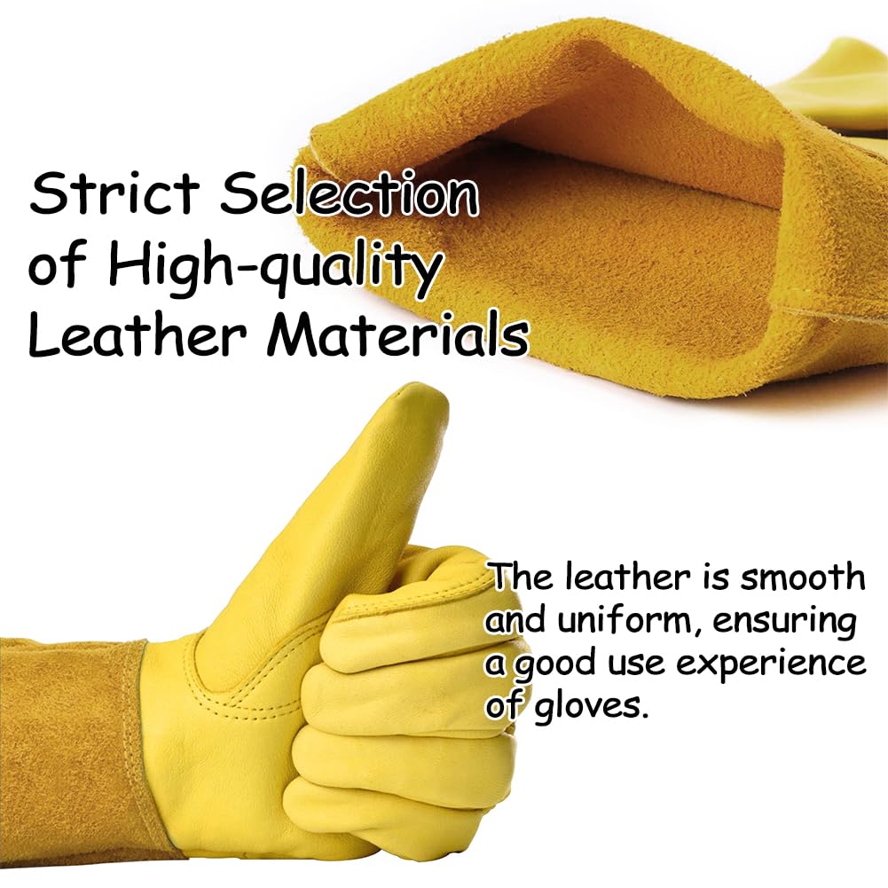 Durable Cowhide Leather Welding Gloves - Thorn Protection for Gardening & Pruning