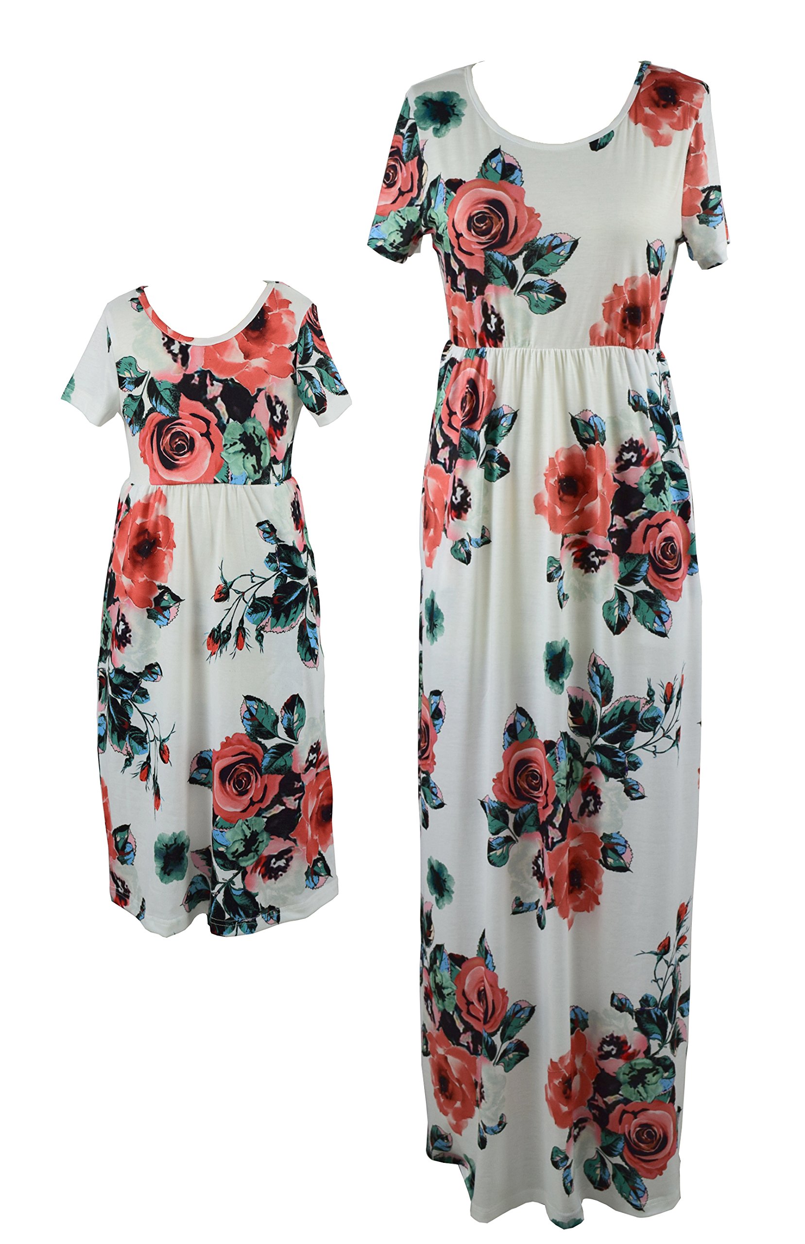 Mommy and Me Maxi Dresses - Bohemian Floral Printed Matching Outfits for Mother and Daughter | Perfect for Family Photos, Vacations & Special Occasions