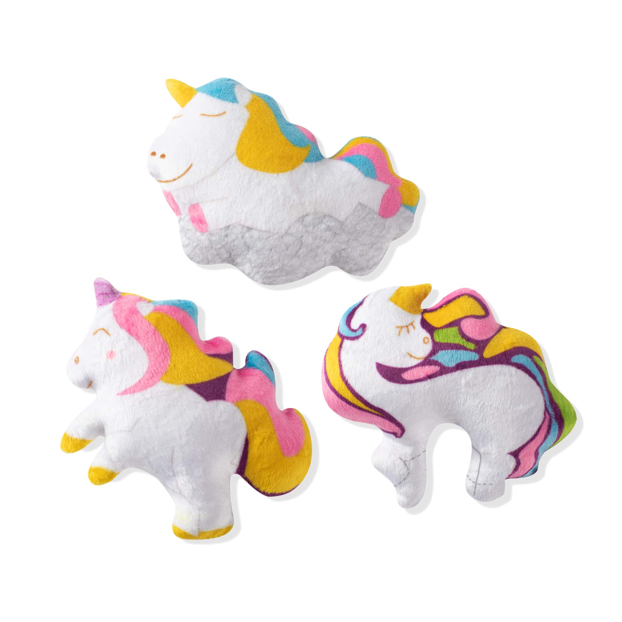 FRINGE STUDIO Small Dog Chew Toy Set - 3 Piece Unicorn Plush Toys for Puppies & Teething Dogs | Fun Interactive Playtime & Cute Gift for Pet Lovers