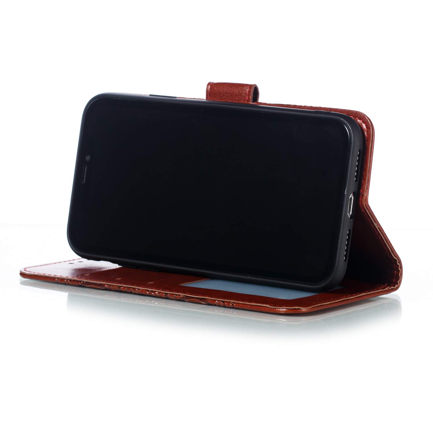**Magnetic PU Leather Wallet Case for iPhone XR – Embossed Mandala Design, Scratchproof Flip Cover with Stand | Perfect for Work, Travel & Daily Protection**