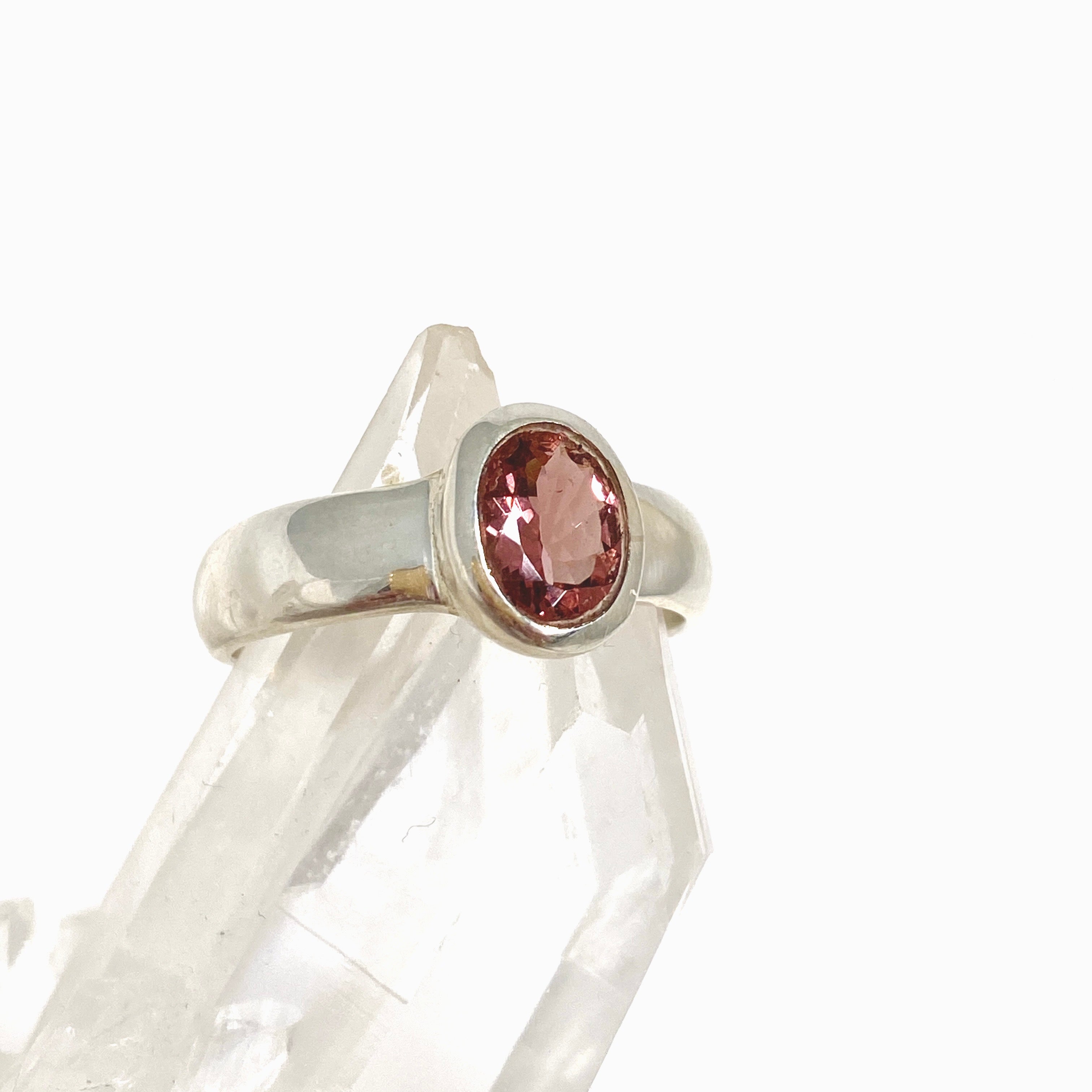 Pink Tourmaline Oval Faceted Ring Size 9 for Women - Elegant Gemstone Jewelry Gift for Birthday, Anniversary & Special Occasions