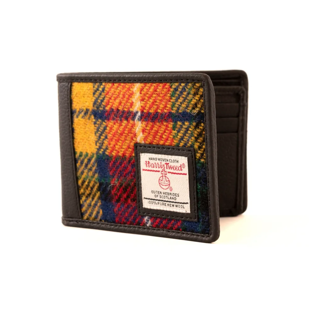 Harris Tweed Genuine Leather Wallet for Men - Saffron Color | RFID Blocking Bifold Wallet | Perfect Gift for Dad, Husband, or Boyfriend | Ideal for Business, Travel & Everyday Use