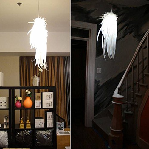 Modern IRACUS DIY PVC Feather Wing Pendant Light - Acrylic Chandelier for Dining Room, Bedroom, Study, Balcony & Hallway - Elegant White Ceiling Fixture (Perfect for Home Decor & Ambient Lighting)