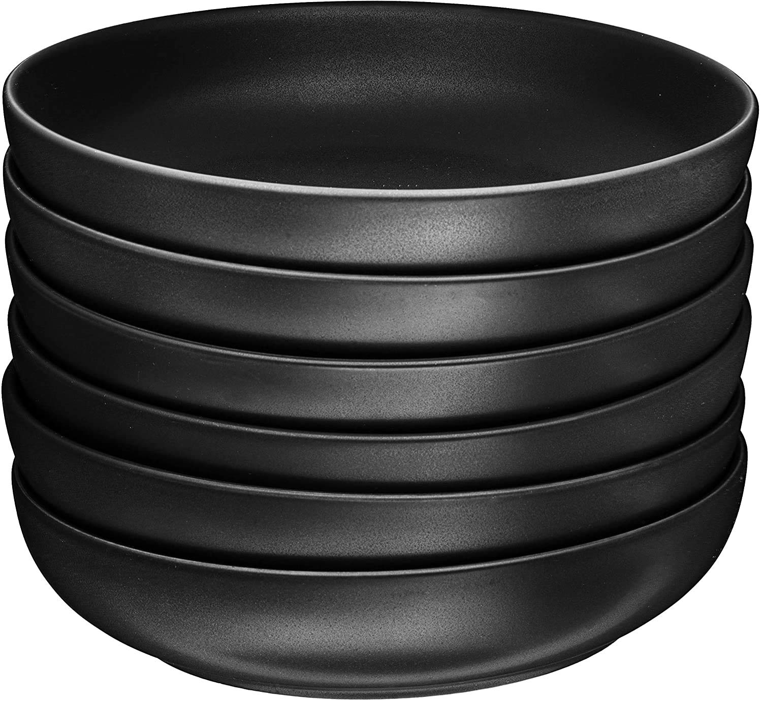 Bruntmor 6-Piece Ceramic Bowl Set - 24oz Porcelain Serving Bowls for Salad, Soup, Pasta - Oven, Microwave & Dishwasher Safe - Matte Black - Perfect for Holiday Meals, Family Dinners & Everyday Use