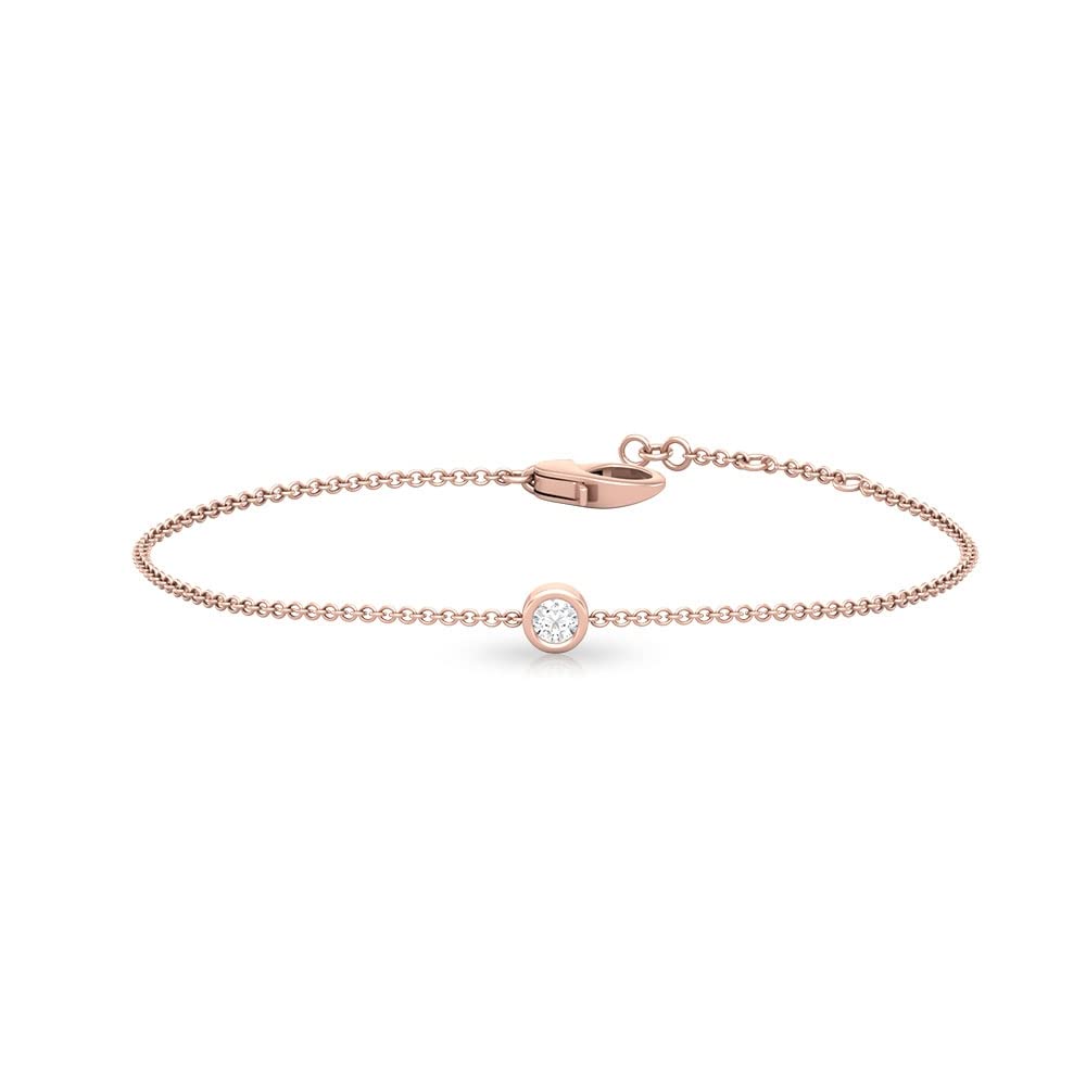 14K Solid Gold Diamond Chain Bracelet - Bezel Set Minimalist Bracelet for Women - Elegant Jewelry Gift for Anniversary, Birthday & Special Occasions