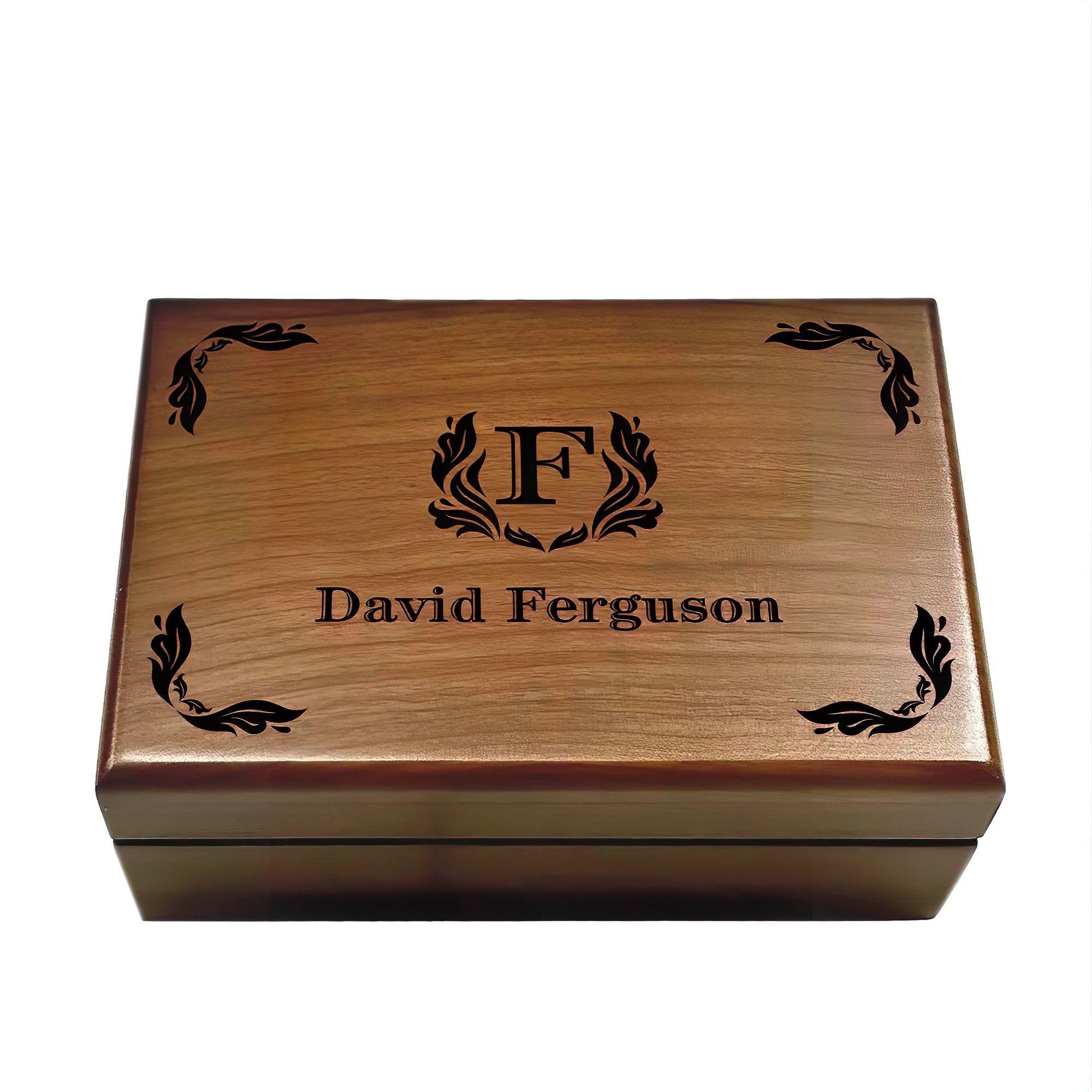Personalized Engraved Wooden Keepsake Box for Men - Custom Initials Gift for Husband, Boyfriend, Father - Men's Jewelry & Accessory Organizer - Perfect for Birthday, Anniversary & Special Occasions