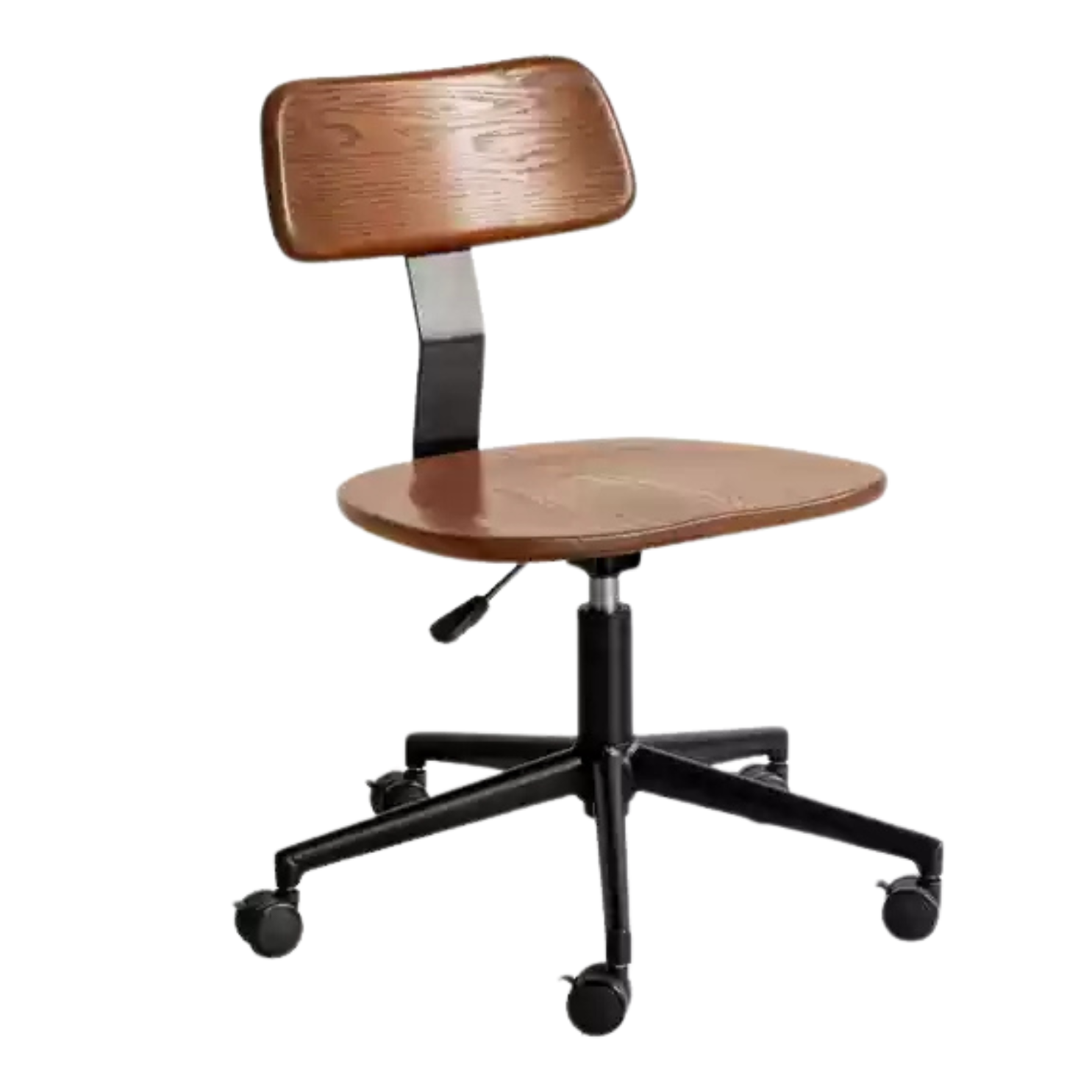 Modern Oak Solid Wood Lift & Swivel Office Chair - Ergonomic Rotatable Computer Desk Chair for Home & Office Workspace