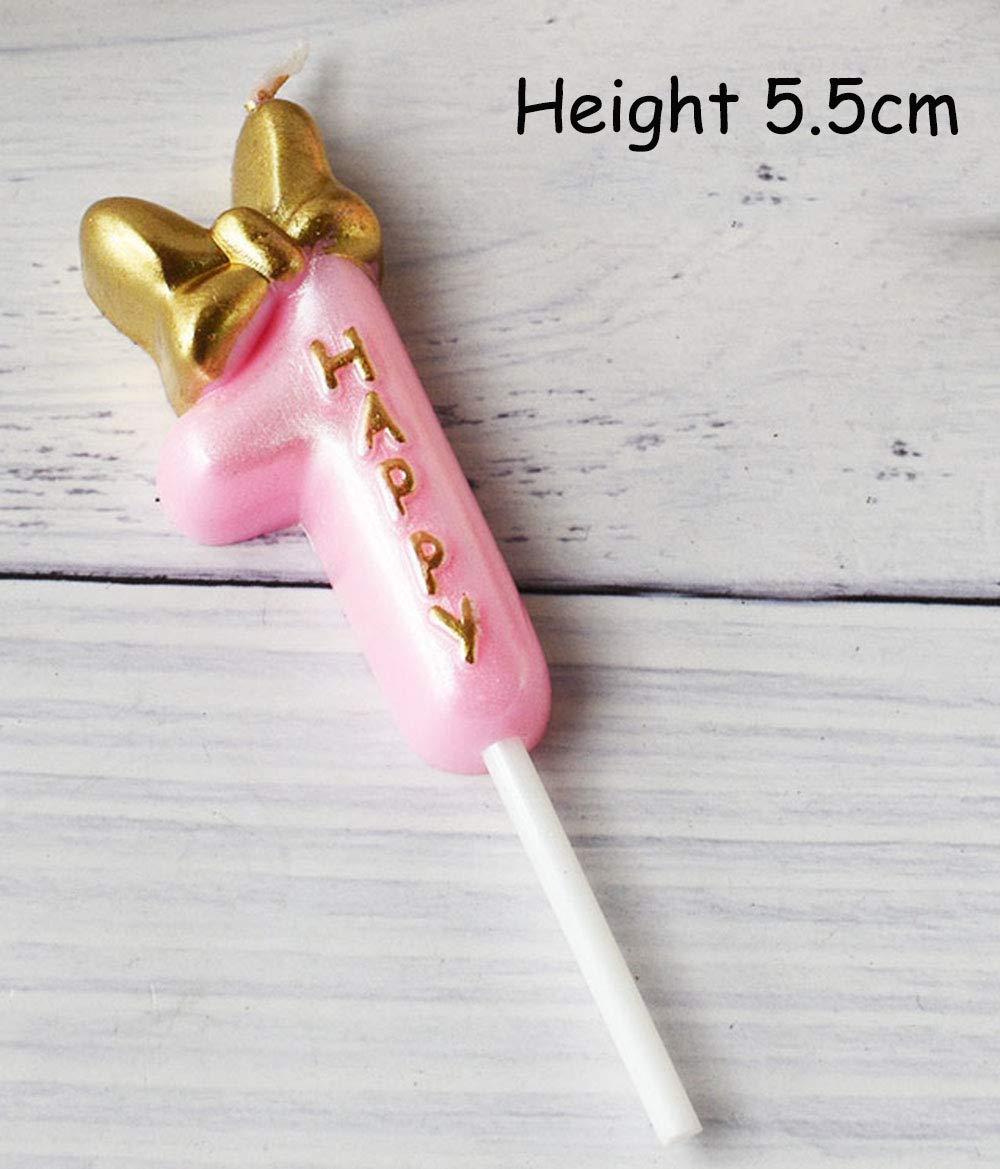 1st Birthday Cake Candle Topper - Pink & Gold Number 1 Candle for Girls' First Birthday Party Decorations | Perfect for 1-Year-Old Birthday Cakes, Cupcakes & Dessert Table Centerpieces