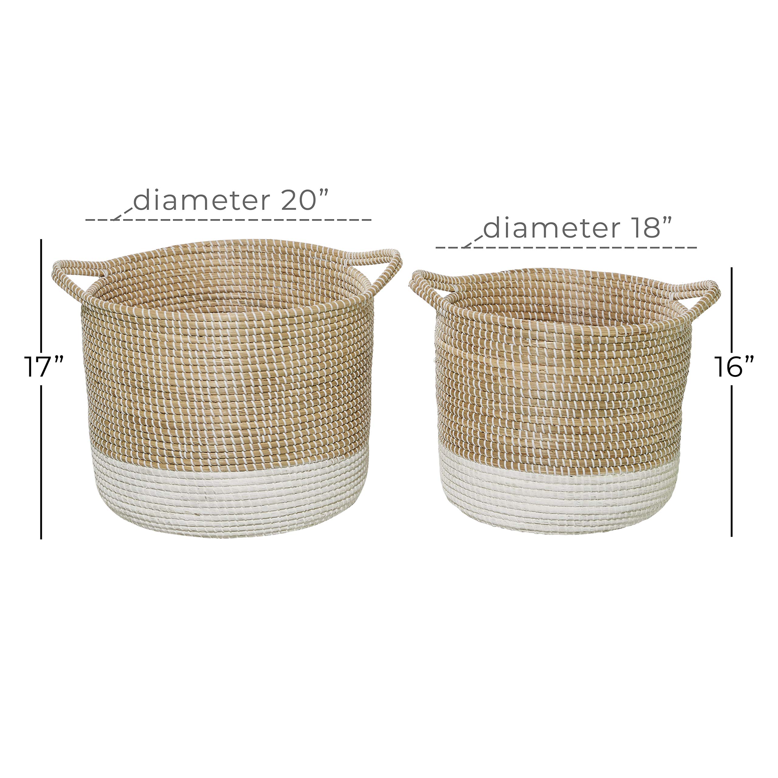 Deco 79 Handmade Seagrass Storage Basket Set of 2 - 18