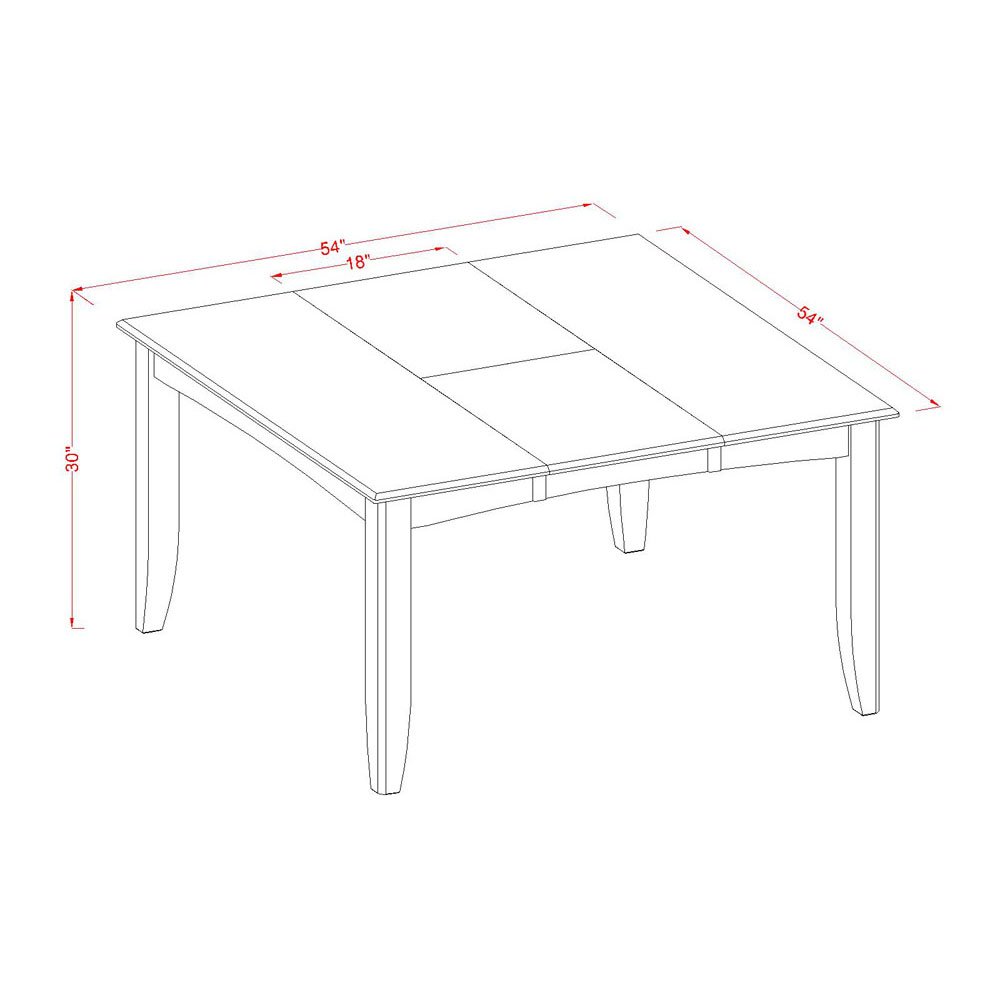 East West Furniture 5-Piece Black & Cherry Dining Set - 54x54 Inch Square Table with Butterfly Leaf & 4 Chairs - Perfect for Small Kitchens, Breakfast Nooks & Compact Dining Spaces