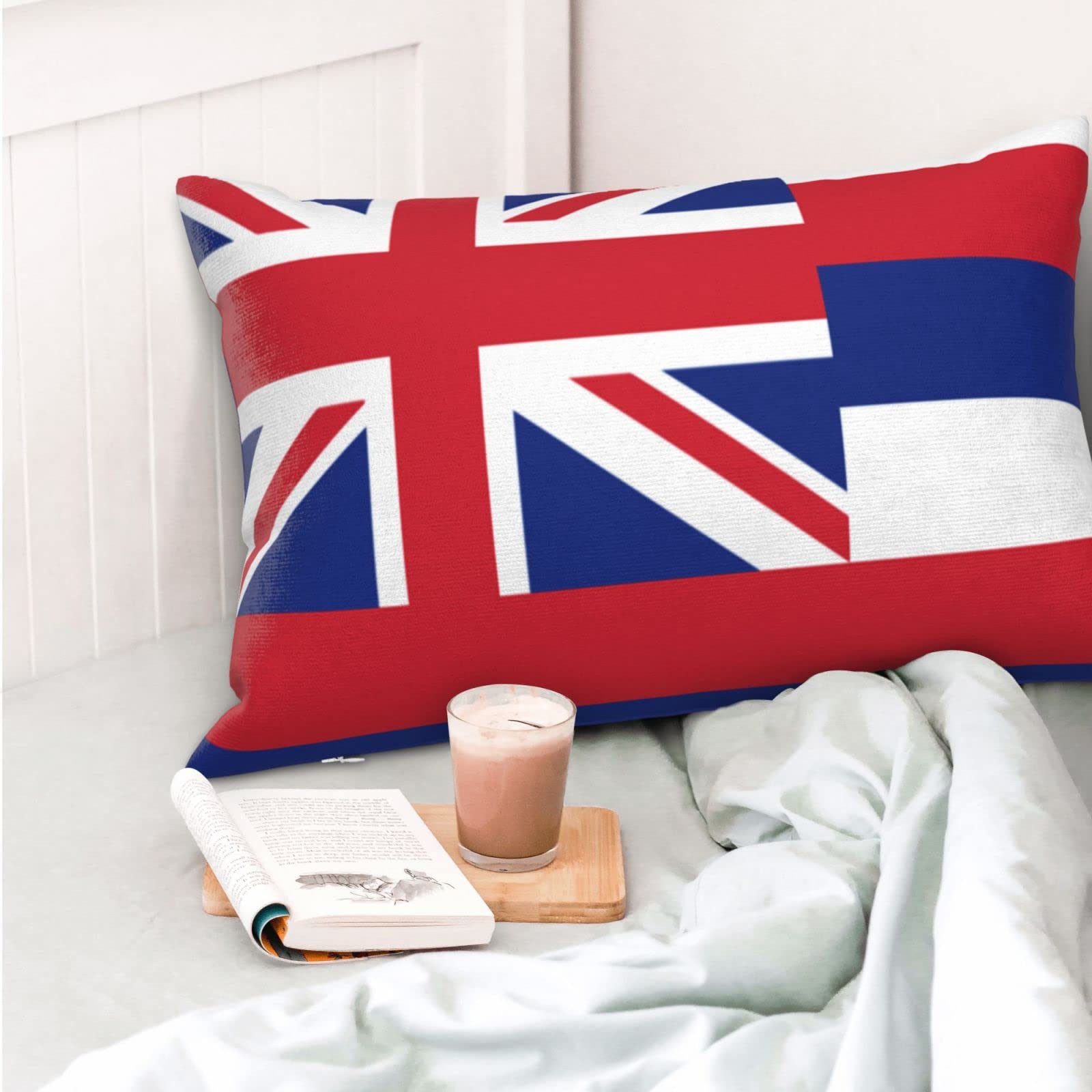 Hawaii Flag Pillow Cover - Double Sided Plush Hawaiian Island Design Decorative Cushion for Sofa, Bed, Chair (Multiple Sizes) | Perfect for Home Decor, Hawaiian Theme Parties & Tropical Bedroom Styling