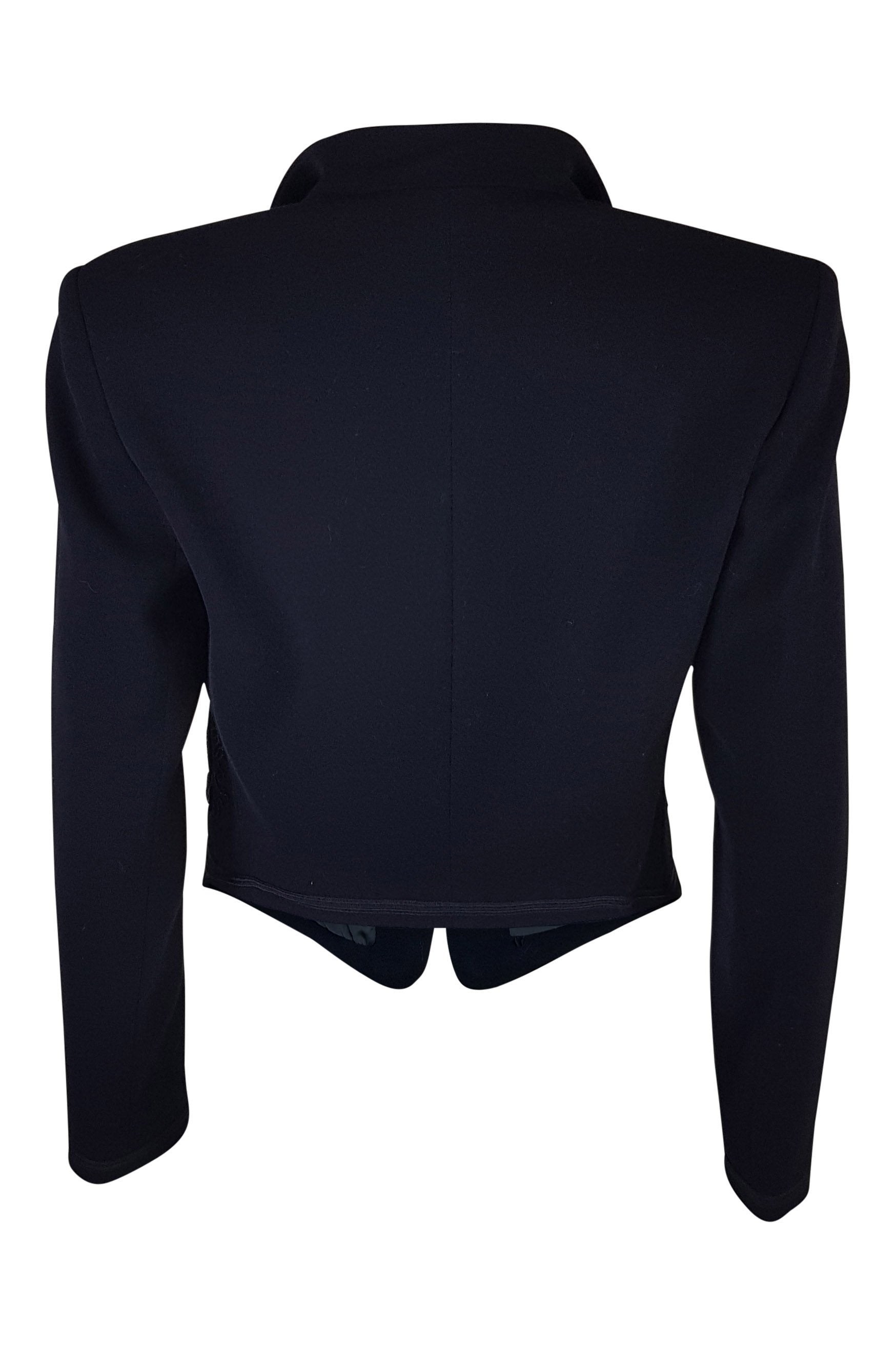 LORETTA DI LORENZO Women's Black Embroidered Wool Jacket - Italian Size 40 | Elegant Winter Coat for Office, Dinner Dates & Special Occasions