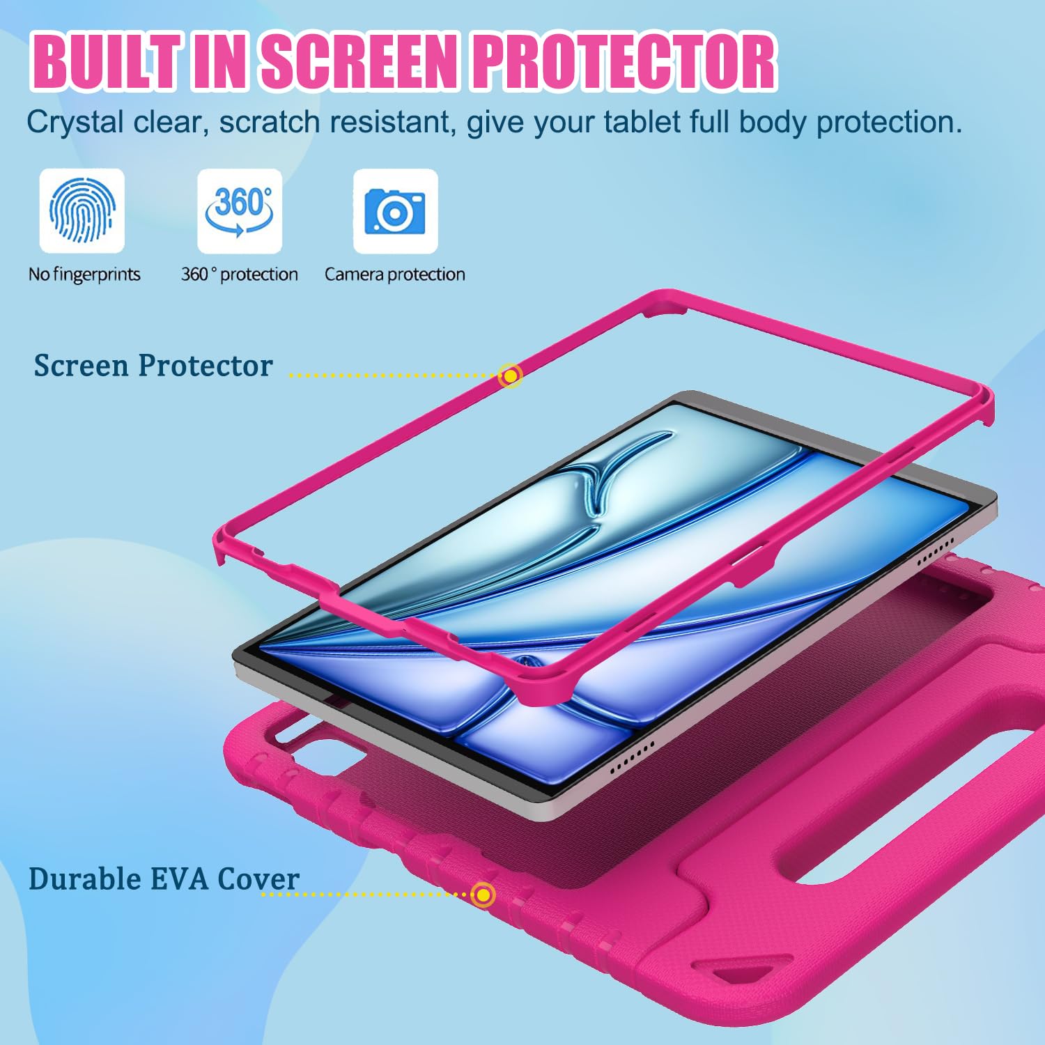 BMOUO Shockproof Kids Protective Case for iPad Air 11-inch M3 (2025) & M2 (2024) | iPad Air 5th Gen (2022) & 4th Gen (2020) 10.9