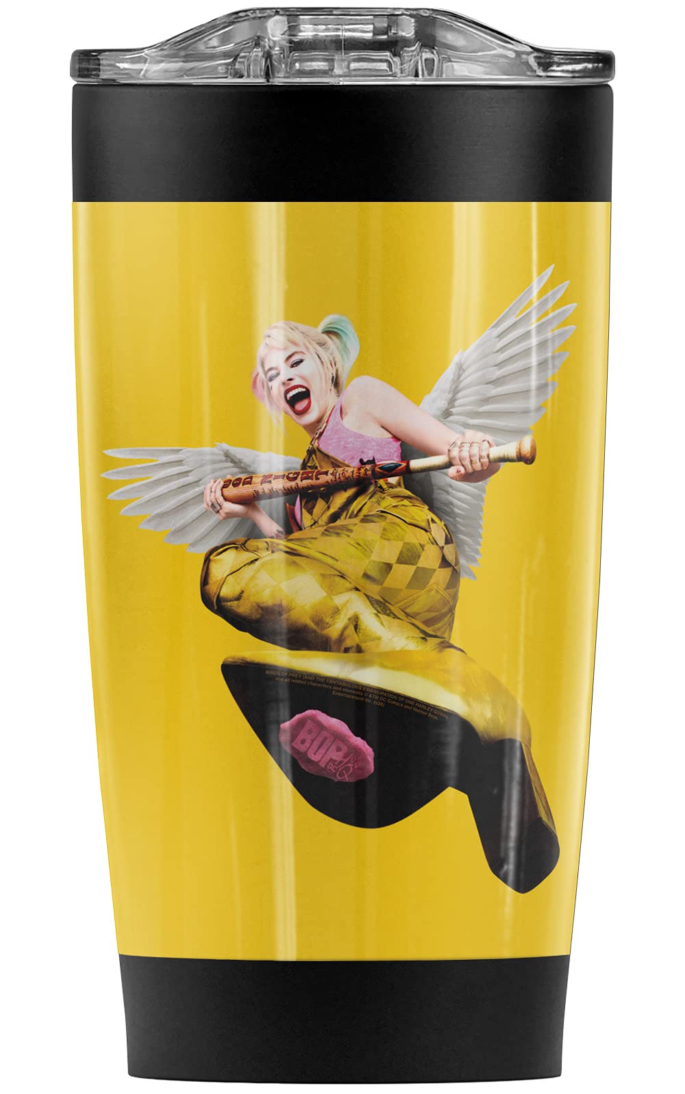 Logovision Birds of Prey Harley Quinn Stainless Steel Tumbler 20oz - Vacuum Insulated Coffee Travel Mug with Leakproof Lid - Keeps Hot & Cold for 12 Hours - Perfect for Office, Gym, Camping and Car Commute