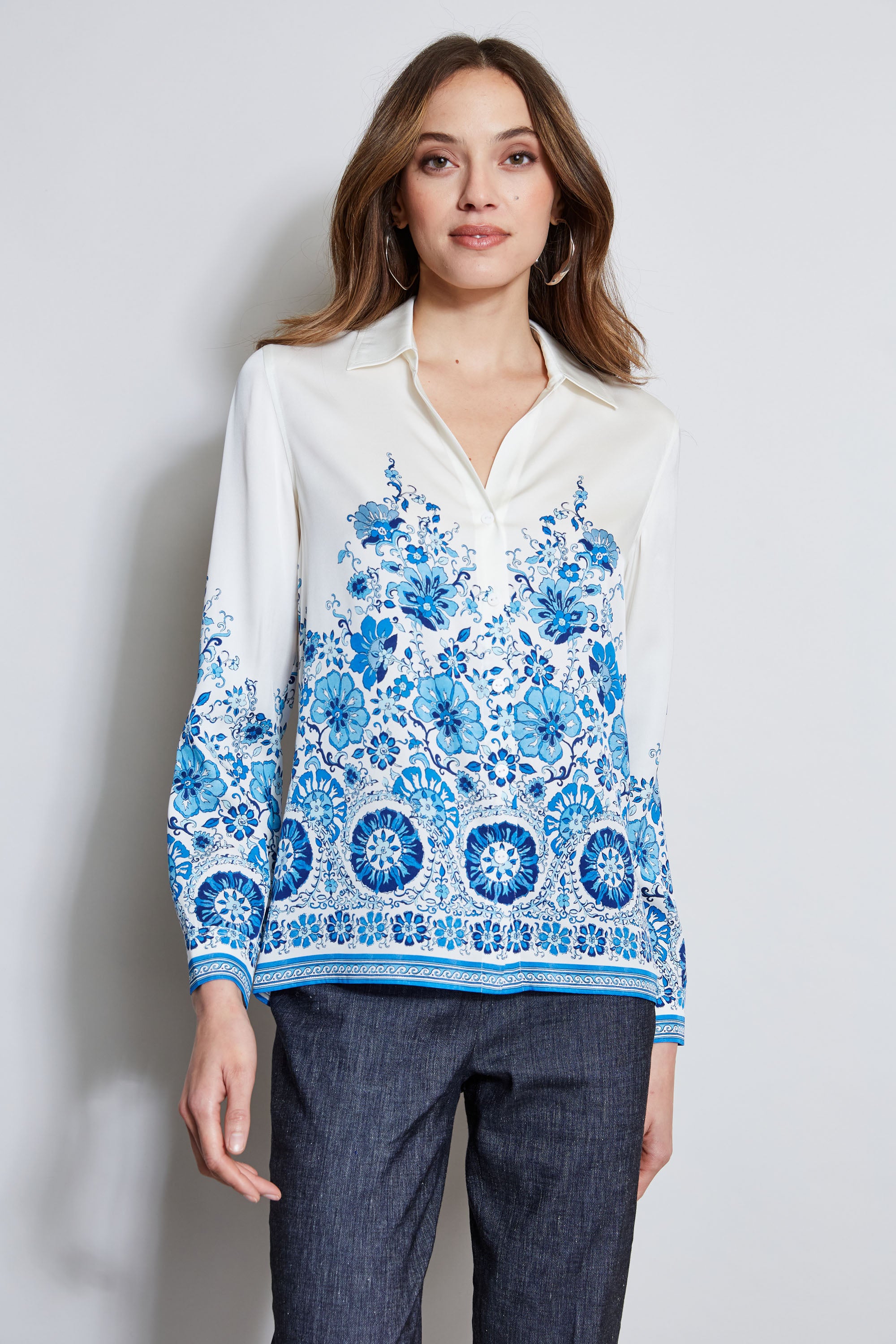 Elegant Silk Garden Shirt for Women - Flowy & Breathable Summer Blouse - Perfect for Outdoor Parties, Weddings & Casual Wear