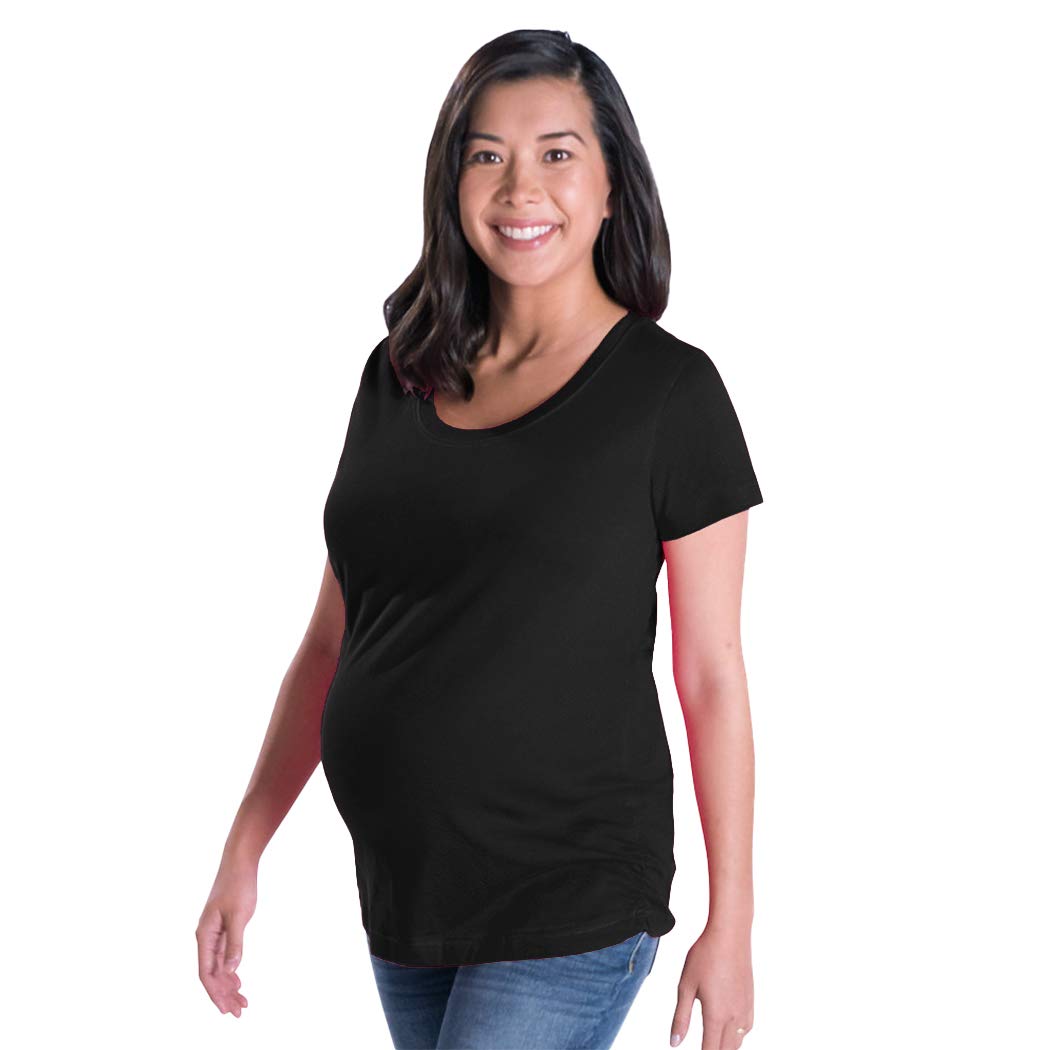 Rainbow Heart LGBTQ Pride Maternity T-Shirt - Side Ruched Design for Pregnancy Comfort | Perfect for Pride Parades, Maternity Photos & Everyday Wear