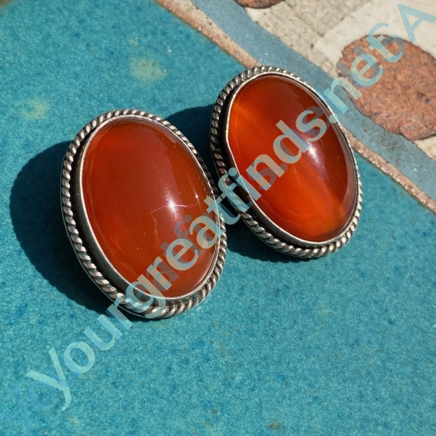 Vibrant Red Sardonyx Clip-On Earrings in Sterling Silver - Perfect for Parties, Weddings & Special Occasions