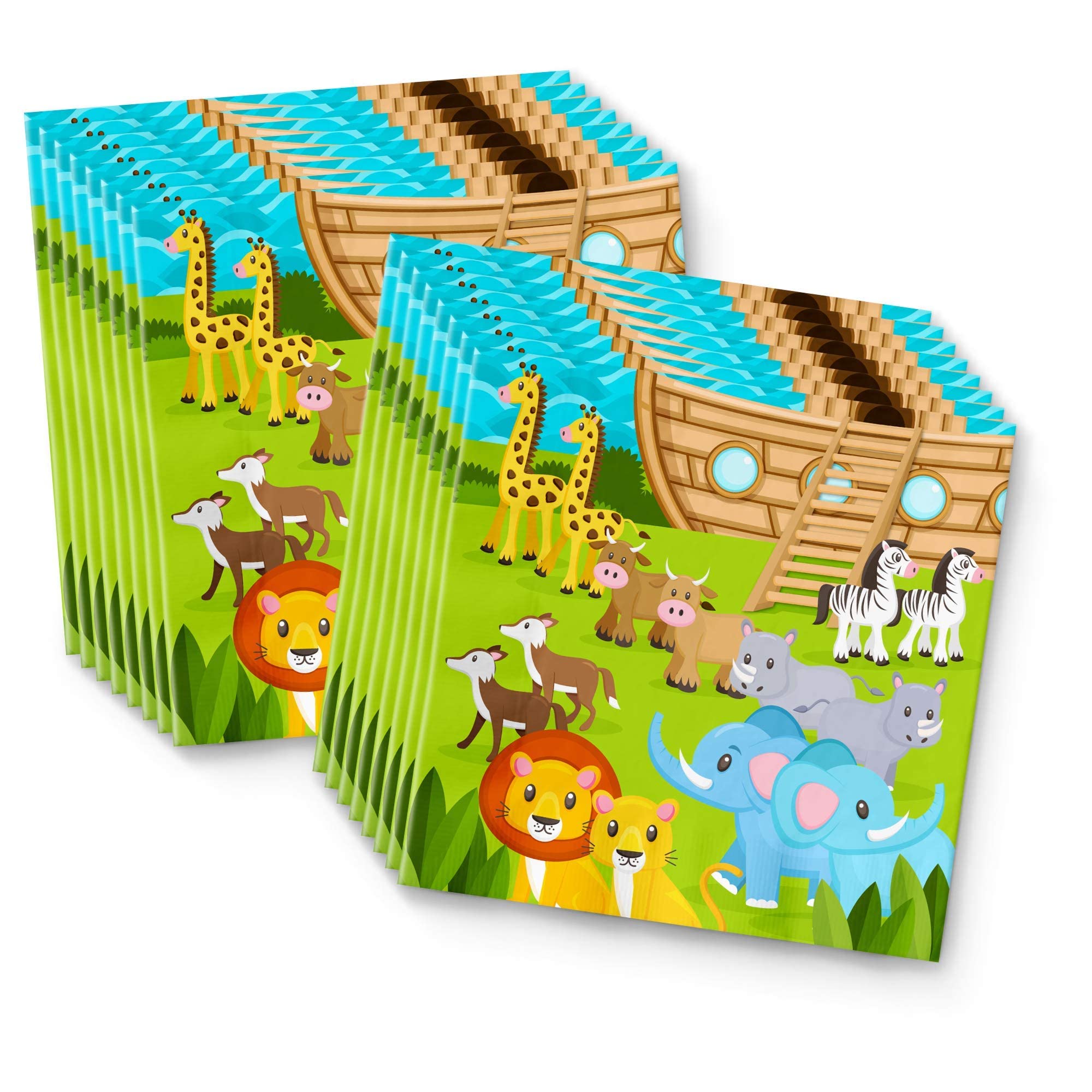 Noah's Ark Themed Birthday Party Supplies Set - 16-Piece Tableware Kit with Plates, Napkins & Cups for Kids' Animal Adventure Party