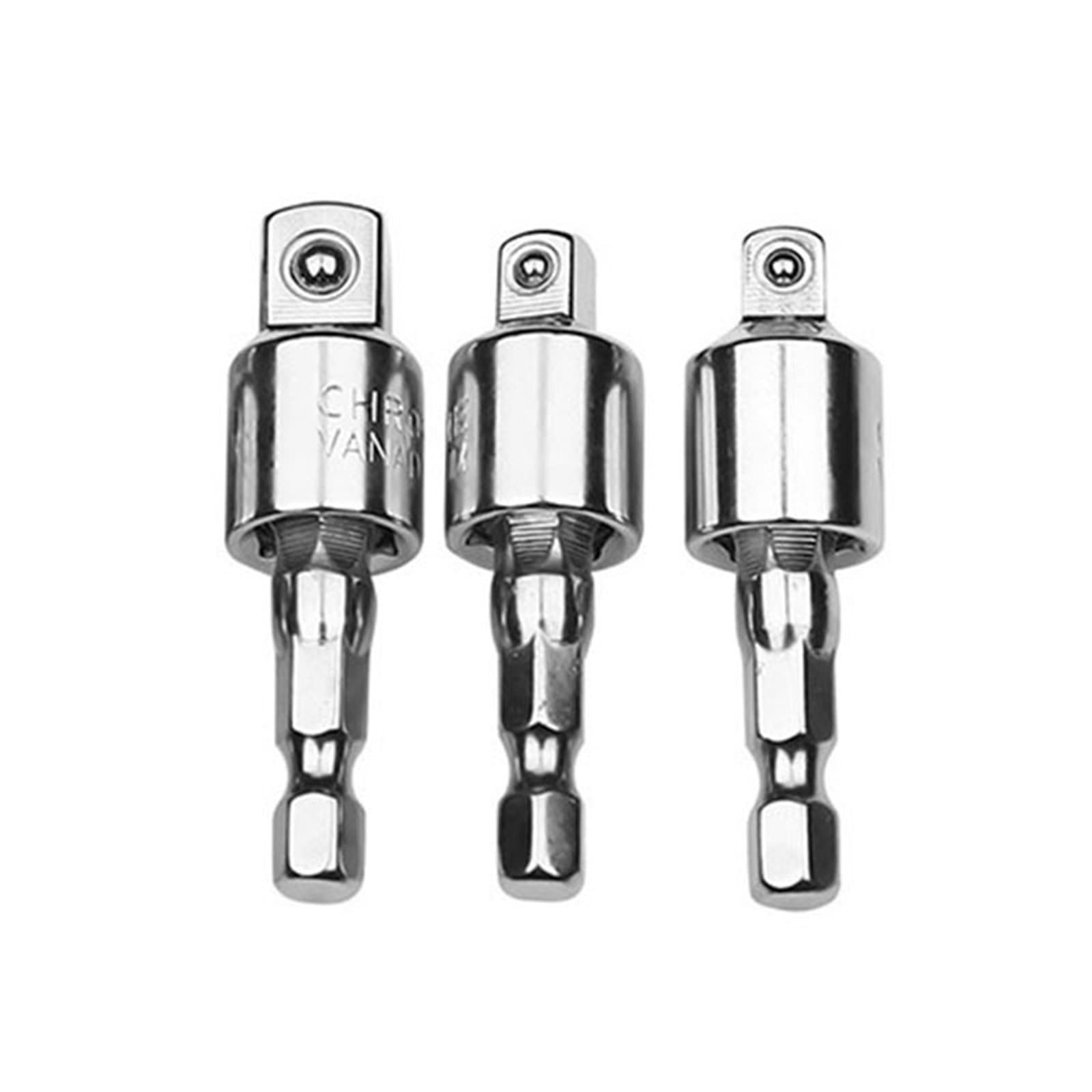 3PCS Universal Joint Wobble Socket Adapter Set - 360 Degree Swivel Socket with 1/4