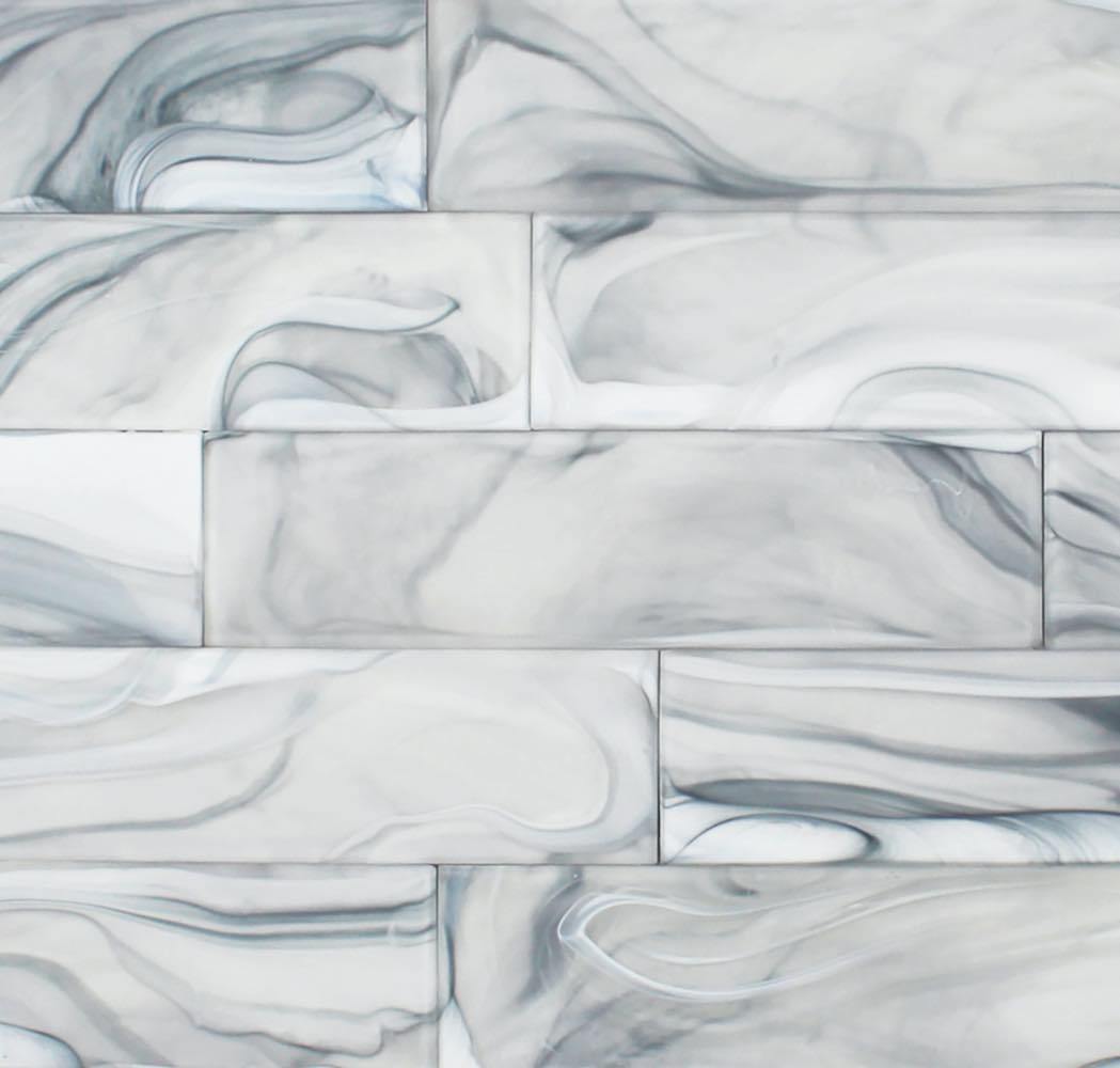 Blue Swirl Glass Subway Tile 3x12 Inch - Modern Kitchen Backsplash & Bathroom Wall Decor