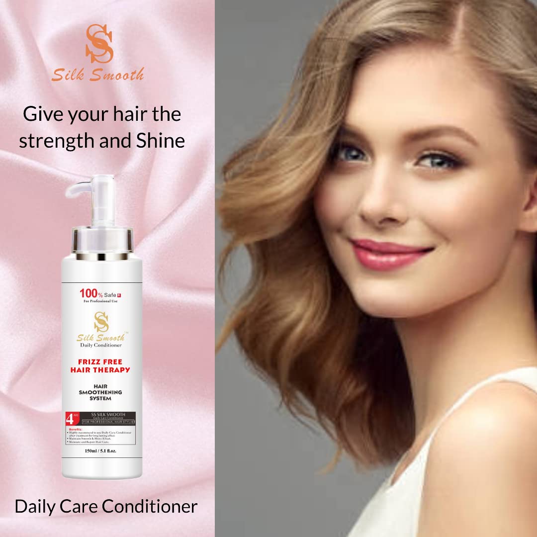 SS SILK Smooth Daily Keratin Conditioner - Anti-Frizz & Hydrating Hair Treatment for Dry, Damaged Hair (200ml) - Perfect for Daily Use at Home, Salon & Travel