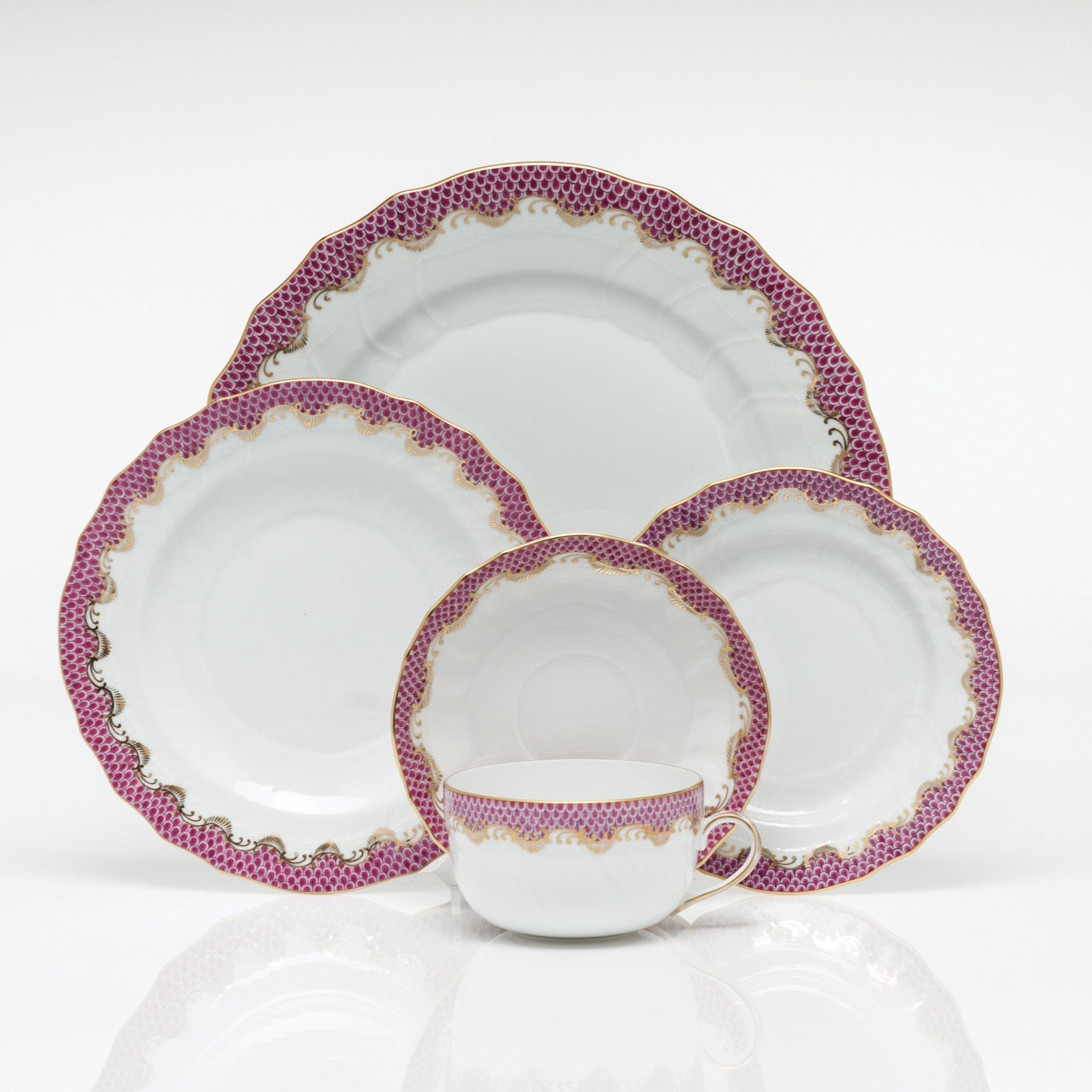 Pink Fish Scale Bread and Butter Plate - Elegant Dinnerware for Tea Parties, Weddings, and Home Decor