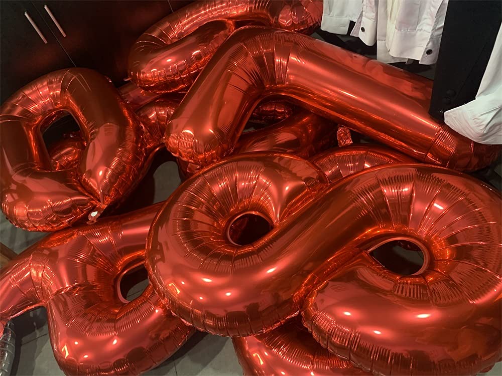 32 Inch Red Number 0 Foil Balloons - Birthday Party Decorations, Anniversary, Graduation, Baby Shower Supplies (Pack of 1) - Perfect for Photo Backdrops, Ceiling Decor, and Event Centerpieces