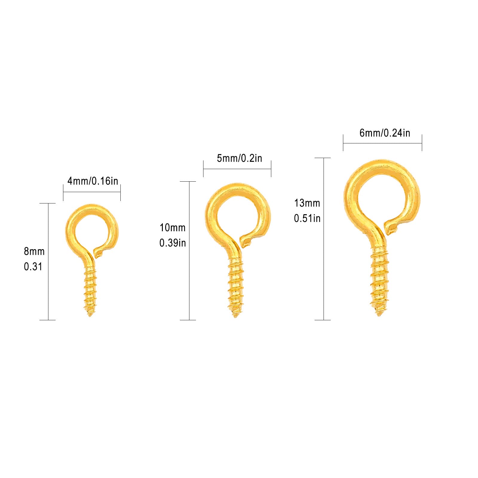 700pcs Small Screw Eye Pins - 3 Sizes Mini Metal Eye Hooks with Threaded Screw for DIY Jewelry Making, Crafts & Pendants (Gold) | Perfect for Earrings, Necklaces & Handmade Accessories