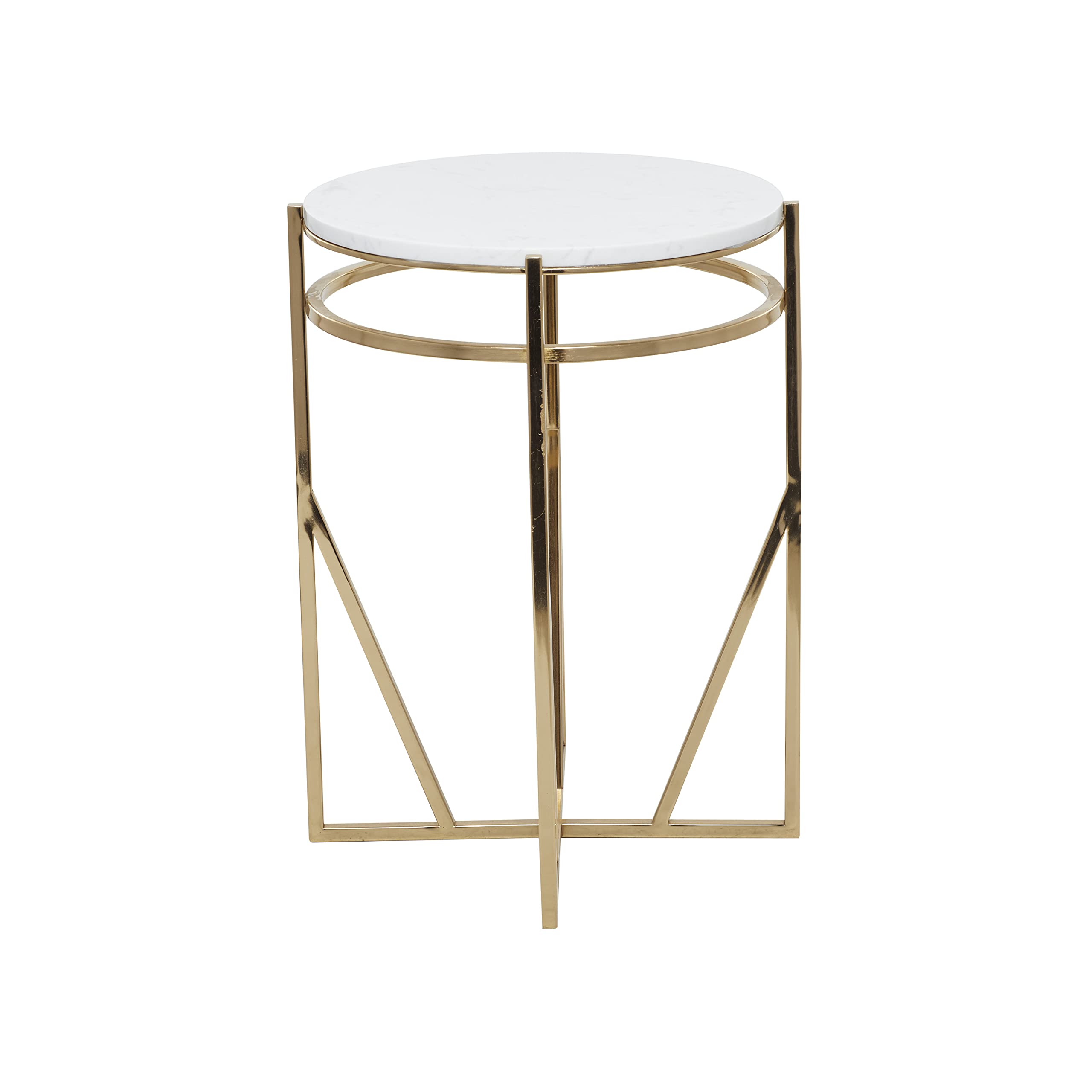 Deco 79 Modern Gold Metal Side Table with Marble Top - 16