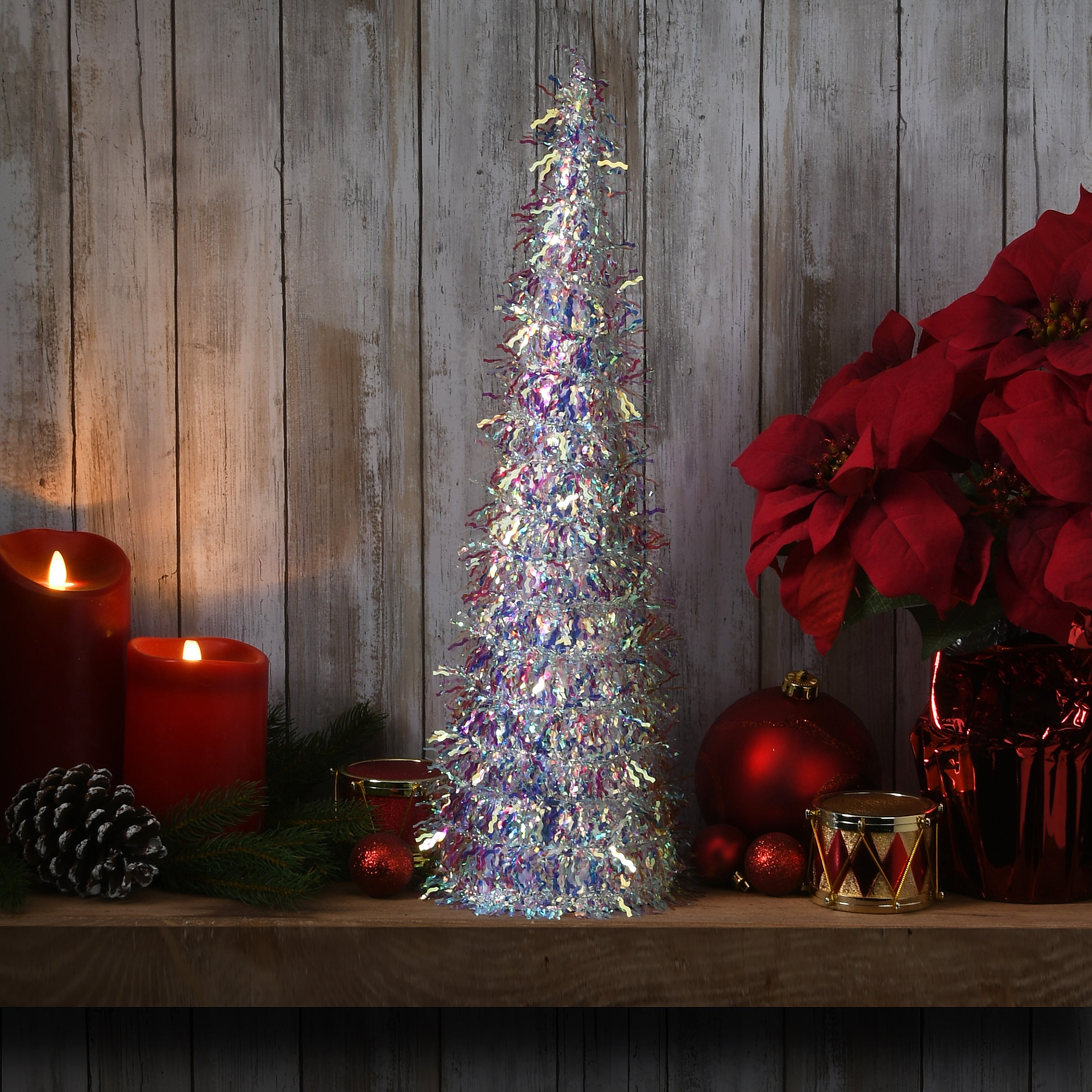 20 Inch Iridescent Cone Tree - Shimmering Holiday Decoration for Christmas, Home, Party & Festive Decor