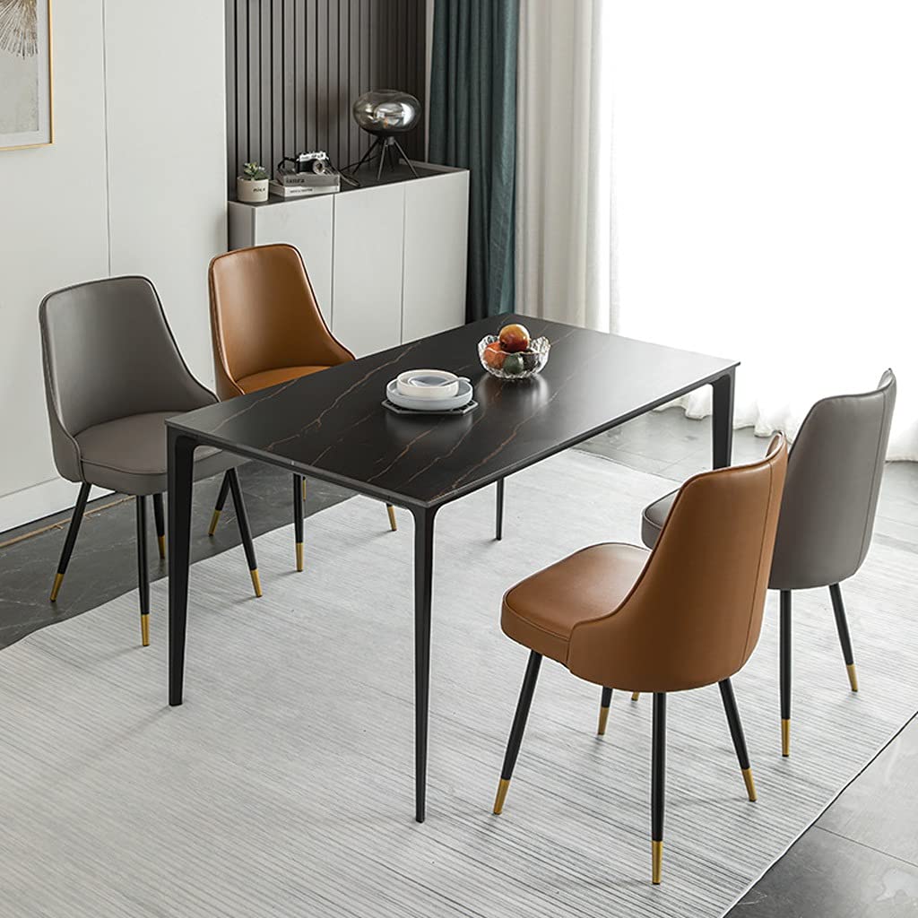 2 Pack Waterproof PU Leather Dining Chairs with Metal Legs - Modern Kitchen Counter Stools for Living Room, Bar & Lounge (Grey Upholstery with Black Metal Base) - Perfect for Small Spaces, Breakfast Nooks & Compact Dining Areas