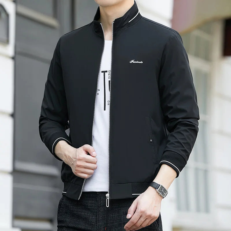 8XL Men's Windbreaker Jacket - Lightweight Autumn Business Casual Slim Coat for Plus Size Men (7XL, 6XL Options) - Perfect for Office Wear, Outdoor Activities & Travel