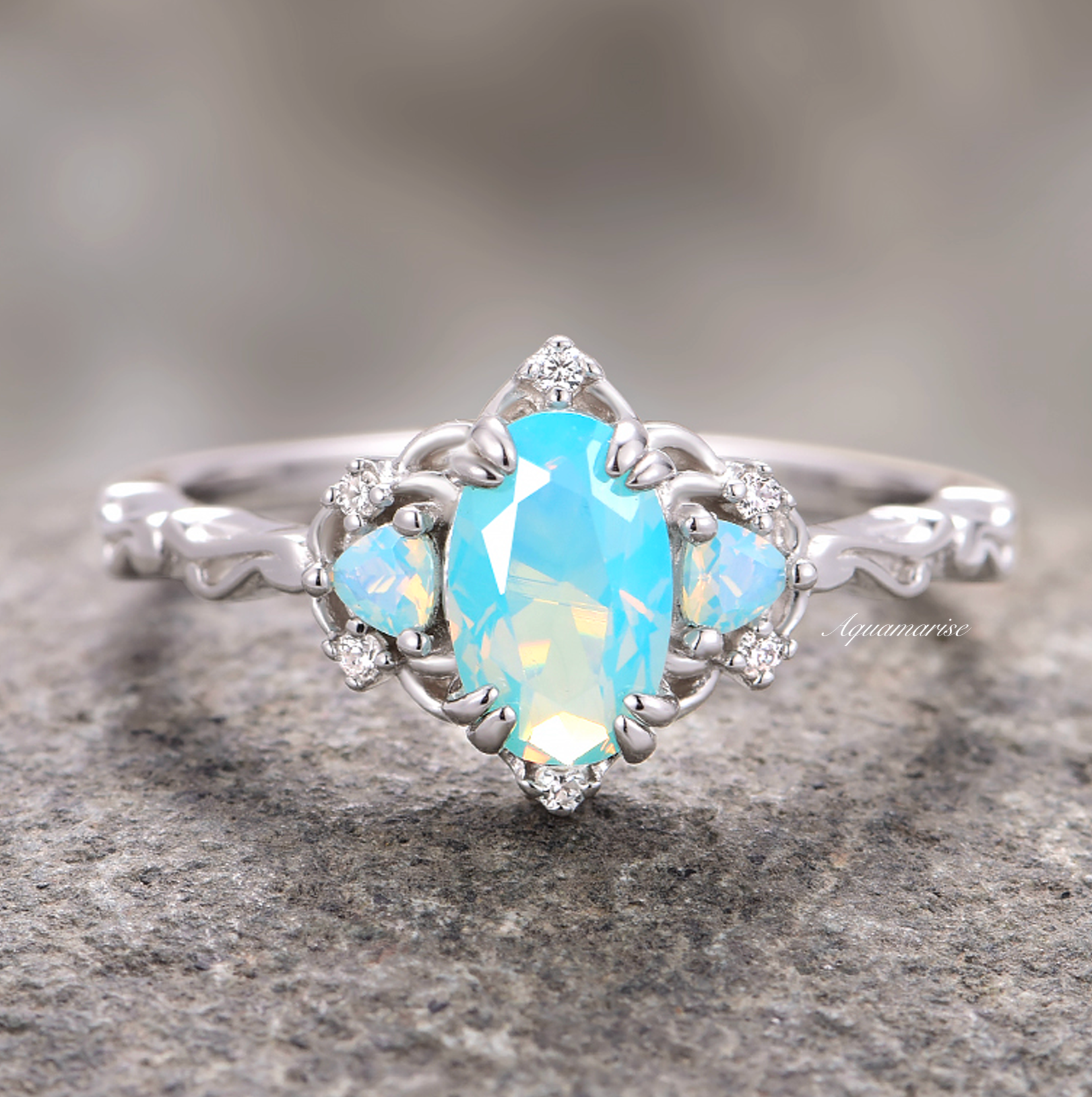 Esme Opalescent Blue Sapphire Mermaid Ring - 925 Sterling Silver Jewelry for Women | Elegant Gift for Birthday, Anniversary & Special Occasions