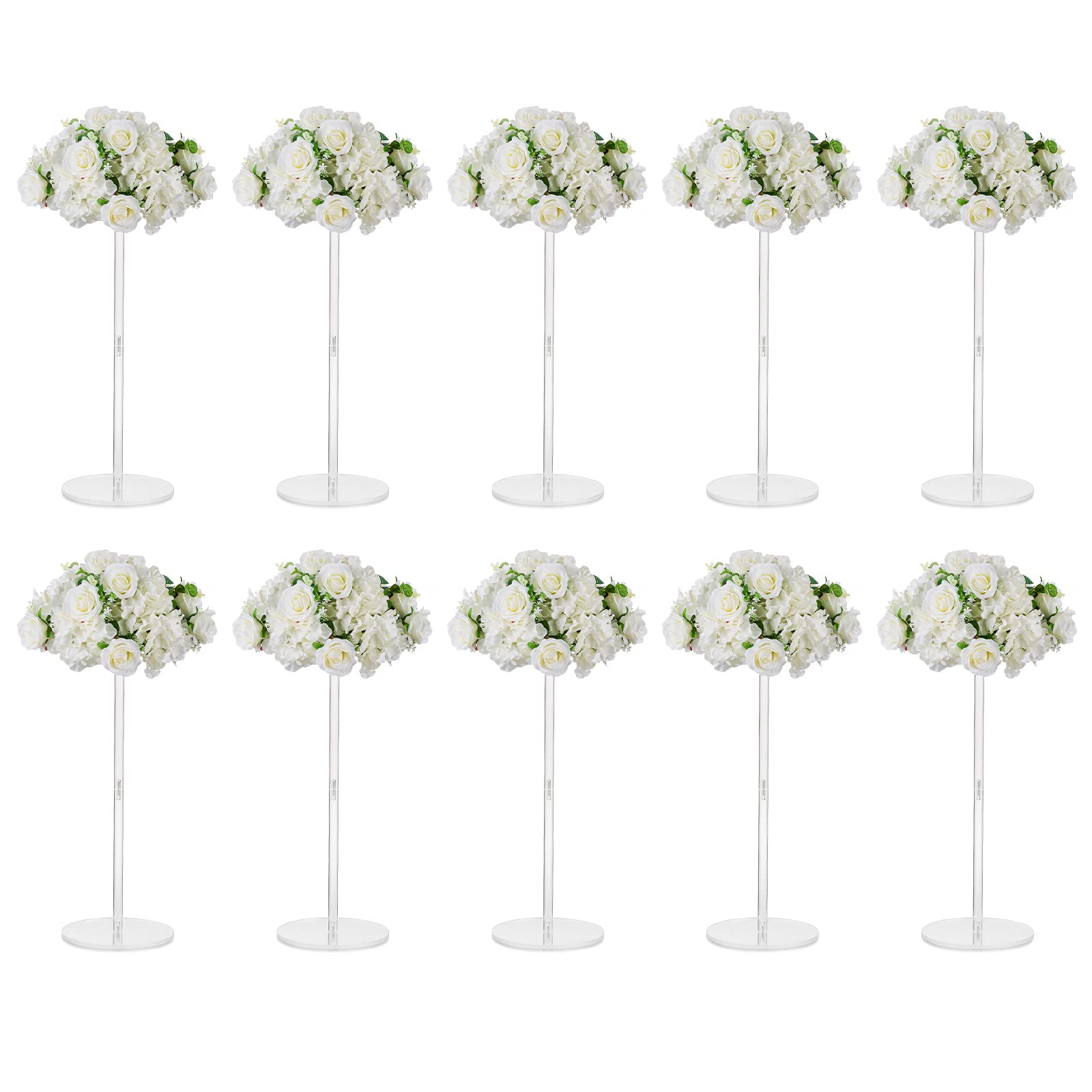 NUPTIO 10-Pack 23.6 Inch Tall Acrylic Wedding Vases - Elegant Geometric Centerpieces for Table Decorations, Party & Event Flowers Stand - Bulk Wedding, Anniversary, Bridal Shower Decor - Perfect for Reception Tables, Banquet Halls & Home Decor