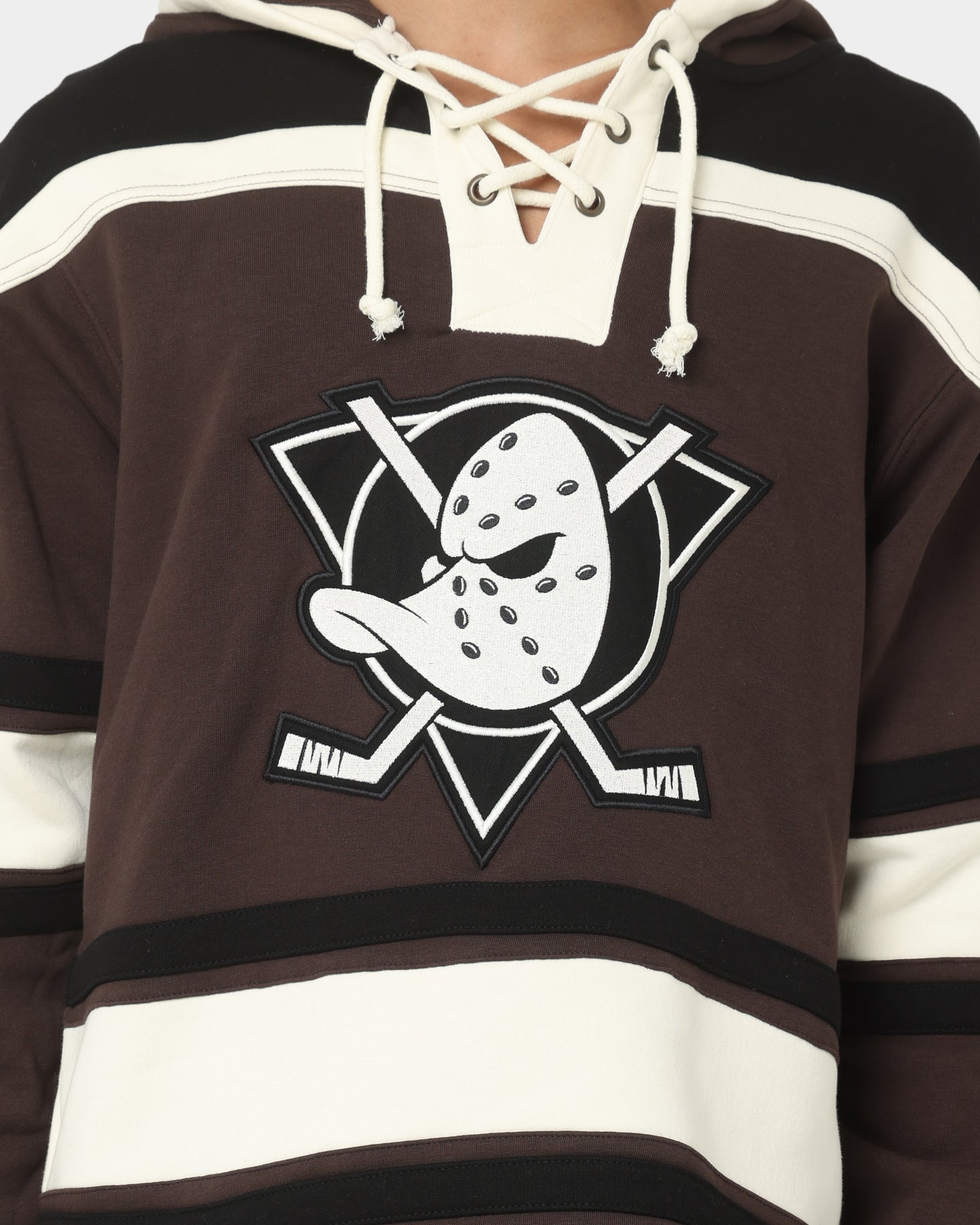 47 Brand Anaheim Ducks Superior Lacer Hoodie Brown - Men's Warm Zip-Up NHL Hockey Fan Hooded Sweatshirt for Game Day & Outdoor Activities