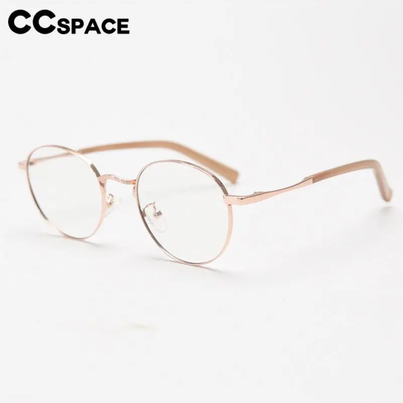 CCspace Unisex Full Rim Round Alloy Eyeglasses 56836 - Lightweight Metal Frame Glasses for Men & Women - Perfect for Reading, Driving & Daily Wear