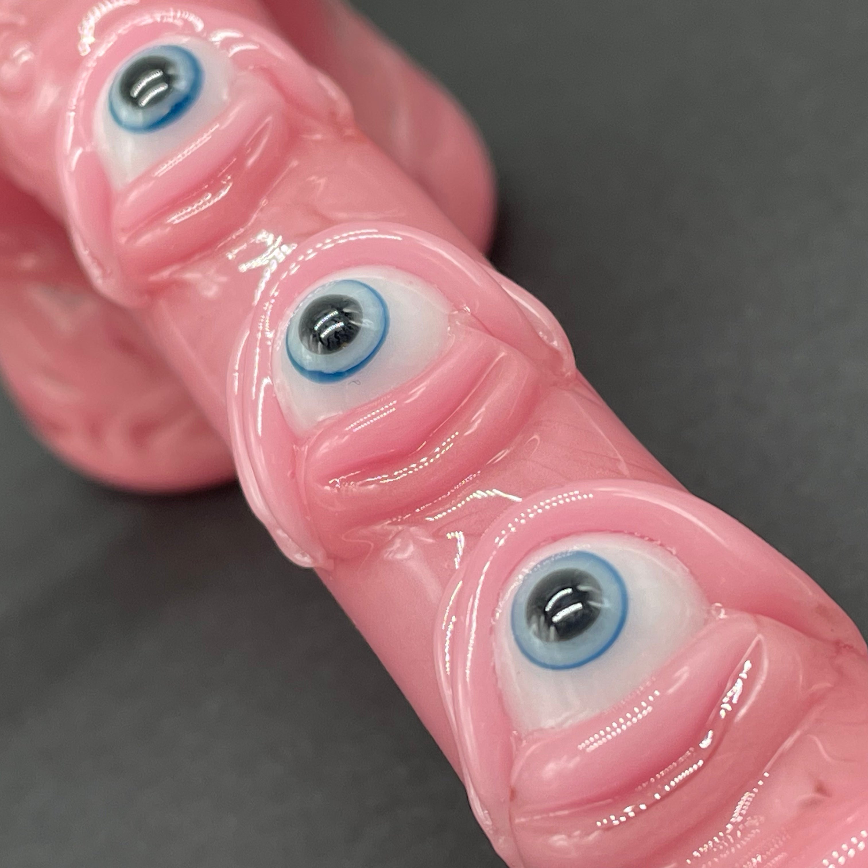 Pink Evil Eye Bubbler Glass Pipe - Handmade Smoking Accessory for Herbal Use | Perfect for Relaxation, Meditation & Spiritual Rituals