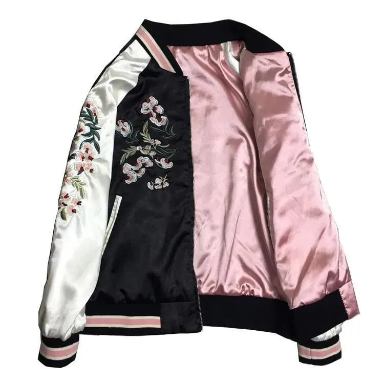 Stylish Floral Bomber Jacket for Women - Lightweight Spring/Summer Fashion Outerwear - Perfect for Casual Outings, Streetwear & Date Nights