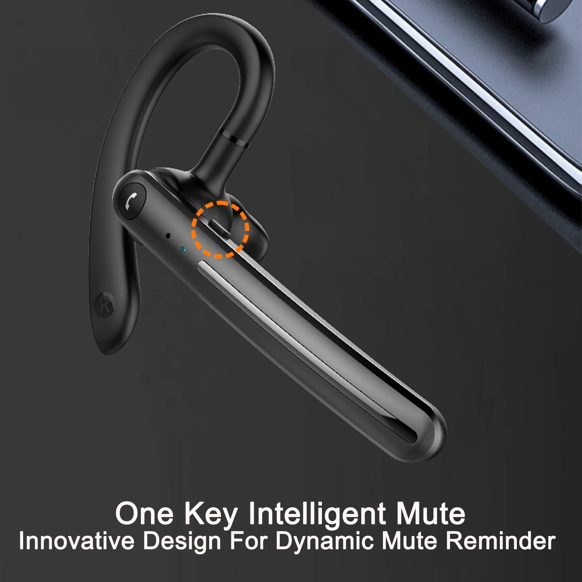 IHAO Single Ear Wireless Bluetooth Headset with Noise Cancelling, Stereo Sound & HD Mic - 16Hrs Battery Life for Hands-Free Calling - Comfortable In-Ear Design Perfect for Driving, Business, Office & Truckers - Stay Connected on the Road or at Work
