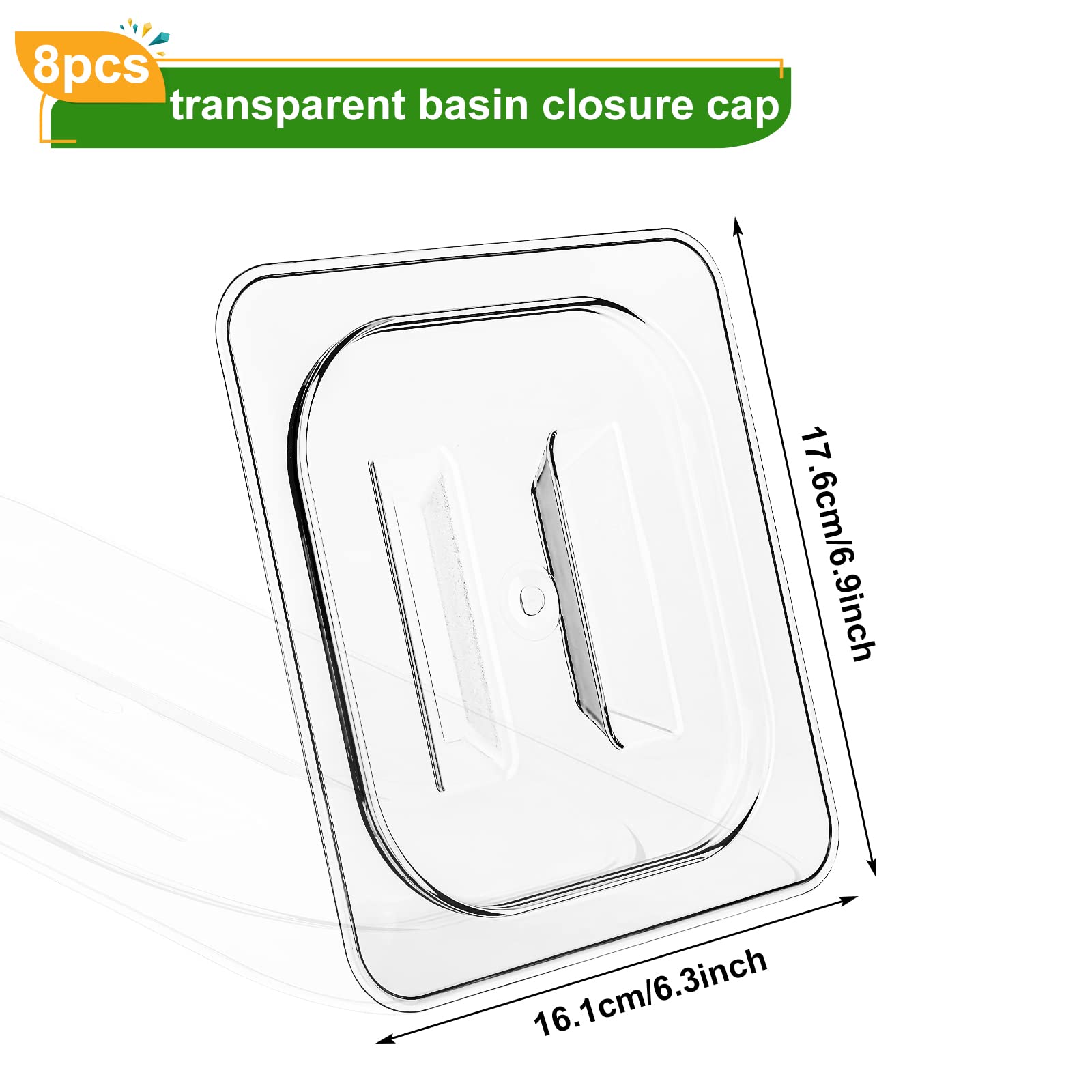 8 Pcs Clear Polycarbonate 1/6 Size Hotel Pan Lids with Handle - 6.9”x 6.3” Commercial Food Storage Covers for Restaurants, Catering & Buffets - Durable Steam Table Pan Lids for Food Warmers, Banquet Service & Kitchen Organization
