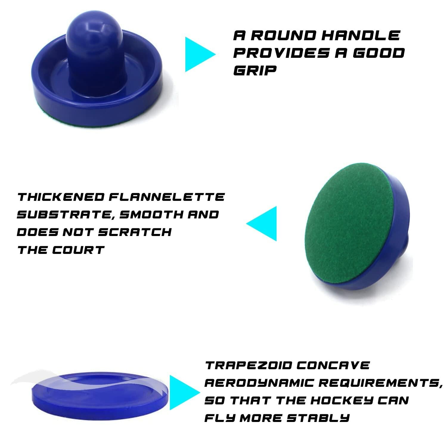 4-Piece Air Hockey Paddles & 8-Piece Air Hockey Pucks Set - Replacement Strikers for Game Tables - Perfect for Family Game Nights & Arcade Fun