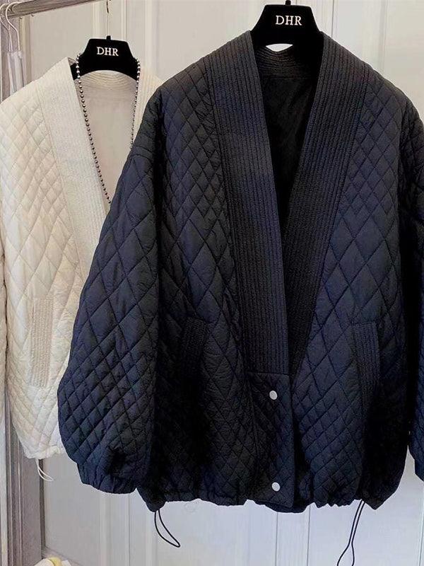 Lovevop Classic Retro Diamond Quilted Jacket for Women - Vintage Style Padded Coat with Elegant Diamond Stitching, Perfect for Fall and Winter Fashion, Outdoor Activities, and Casual Wear