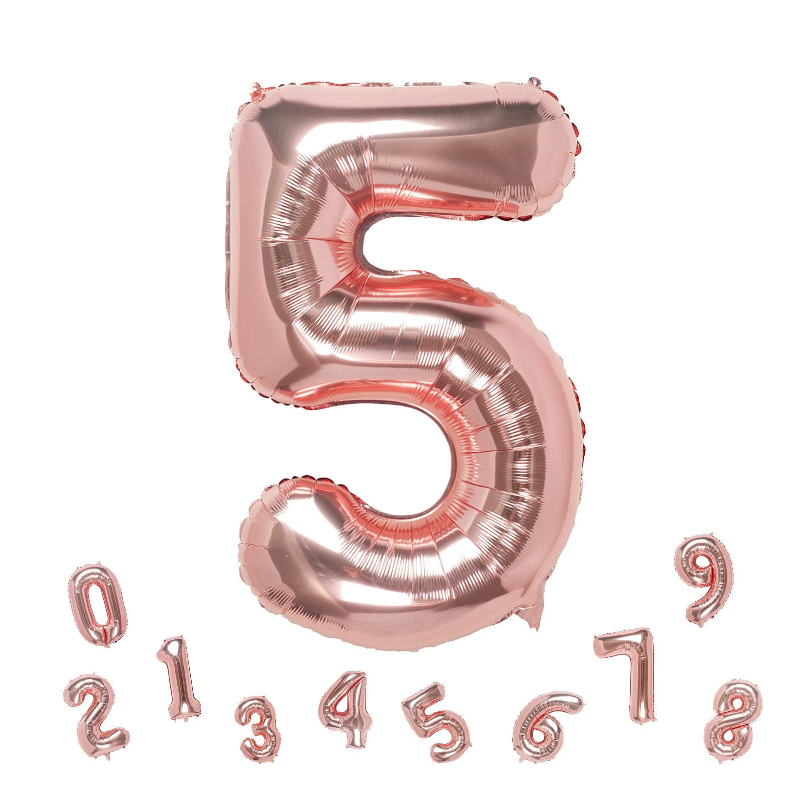 32 Inch Rose Gold Number 5 Foil Balloons - Birthday Party Decorations, Anniversary, Graduation, Baby Shower Supplies - Perfect for Photo Backdrops, Event Centerpieces & Celebration Decor